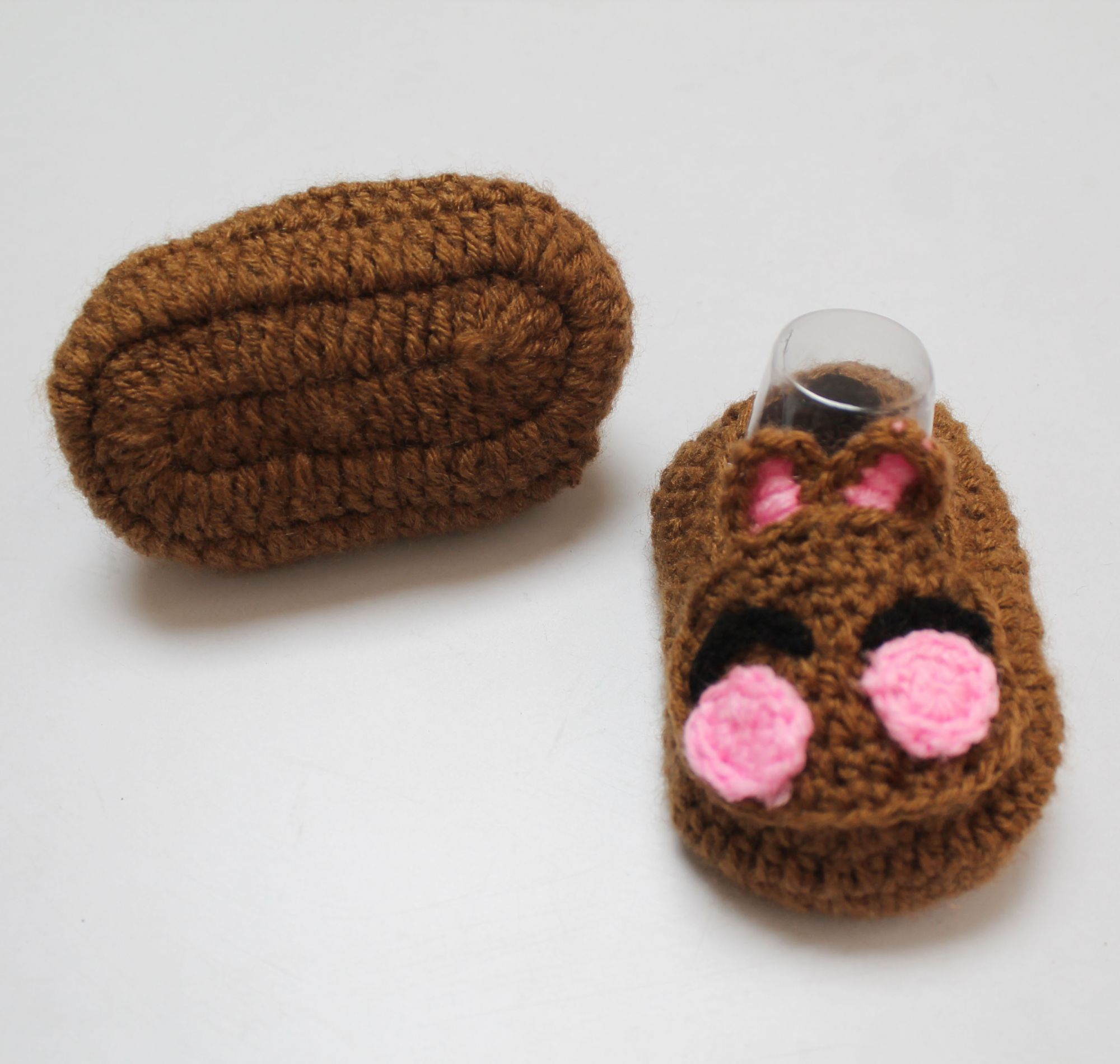Woonie Flower Design Booties - Brown