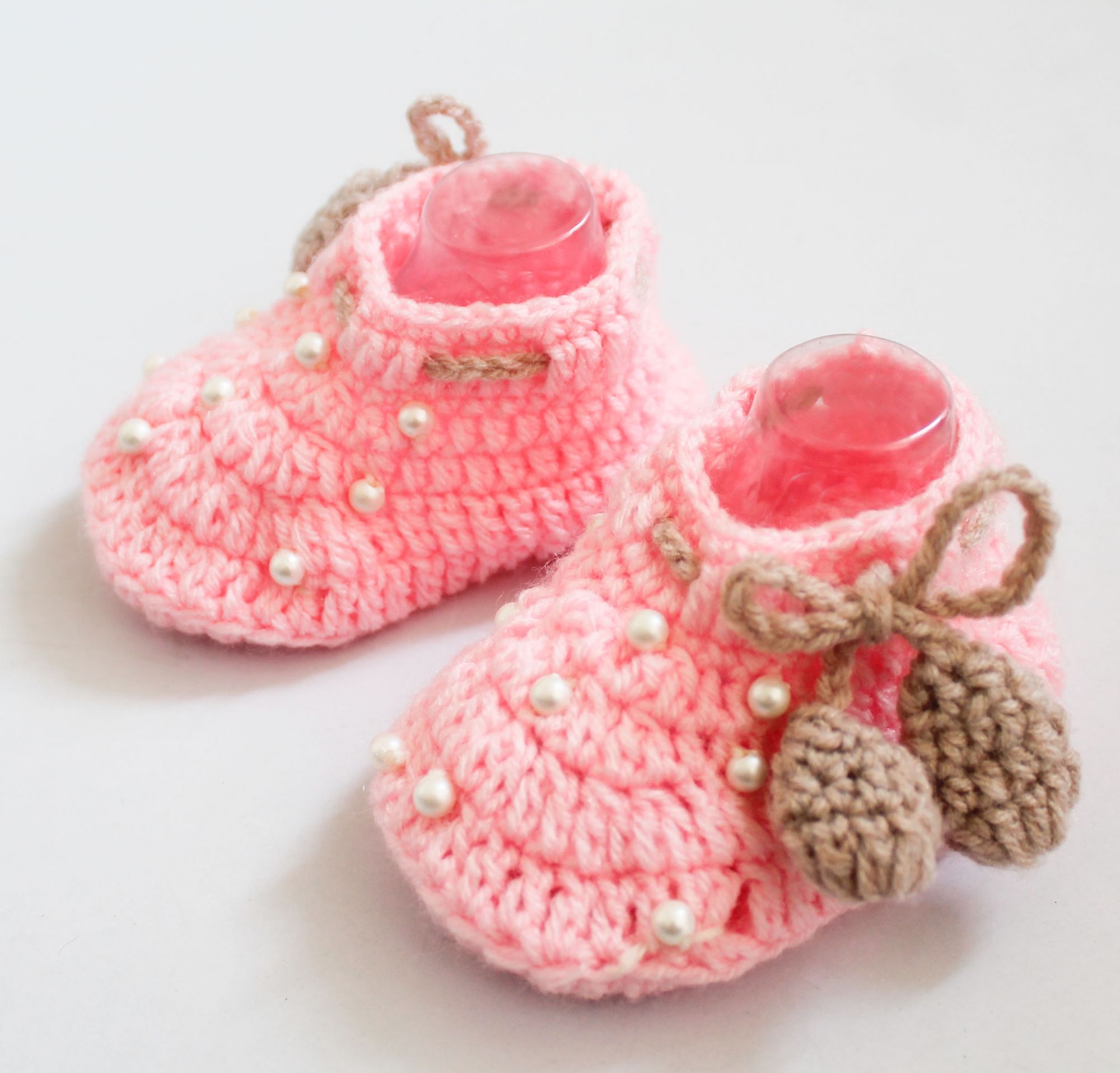 Woonie Pearl Detailed Booties - Pink