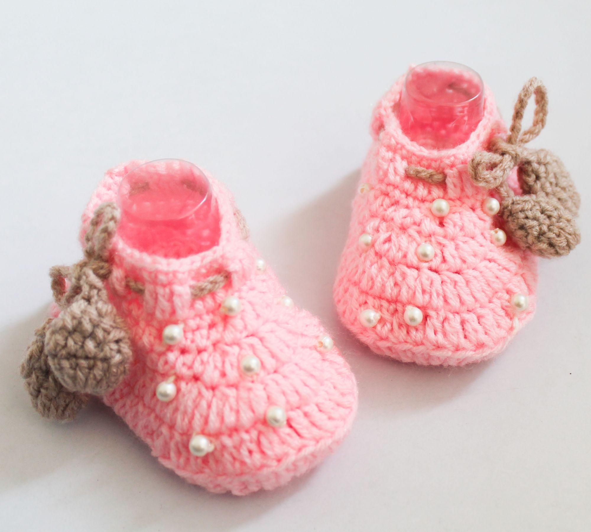 Woonie Pearl Detailed Booties - Pink