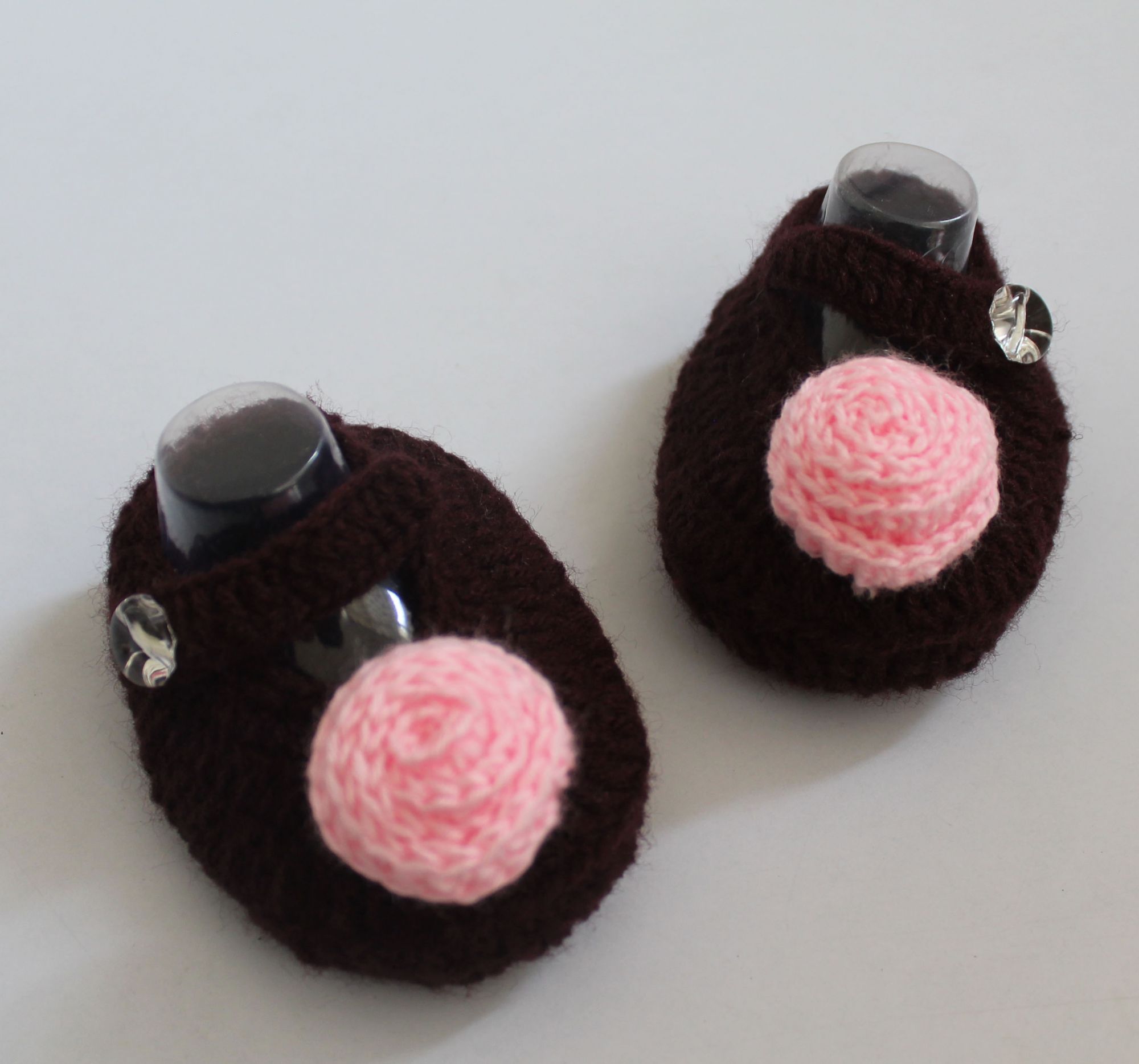 Woonie Flower Design Booties - Brown