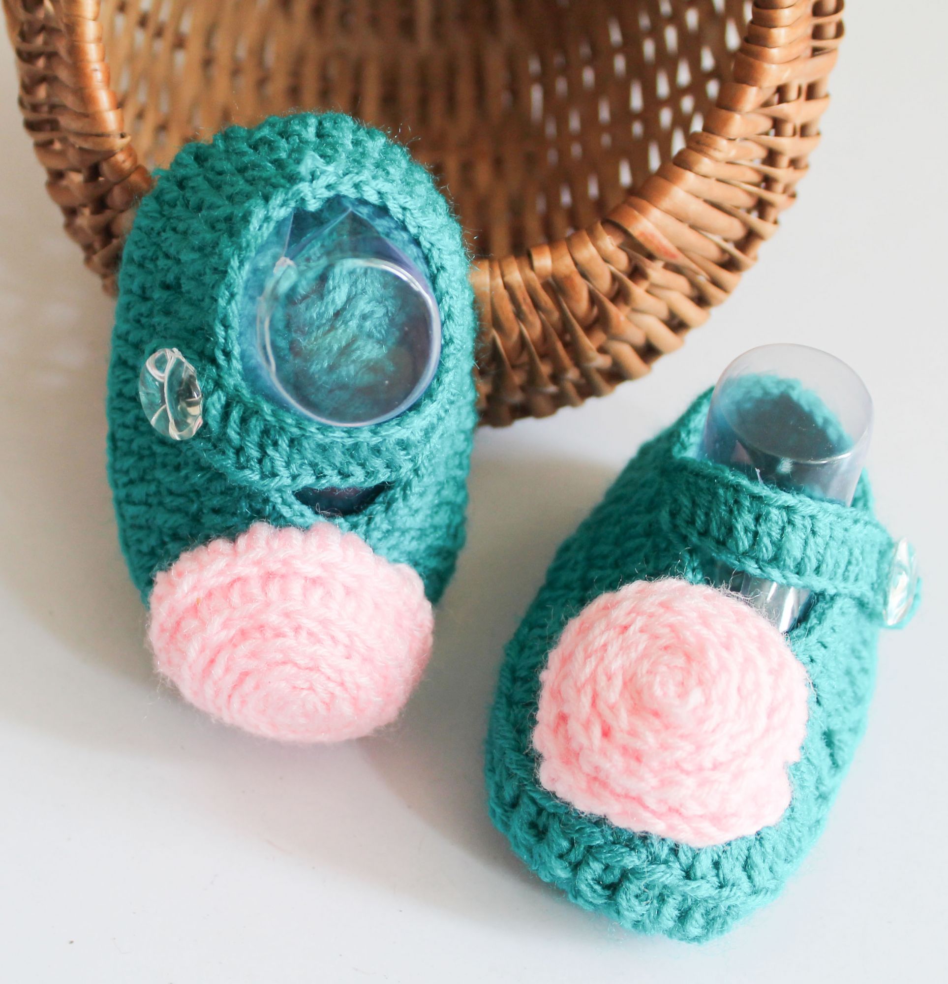 Woonie Flower Design Booties - Blue