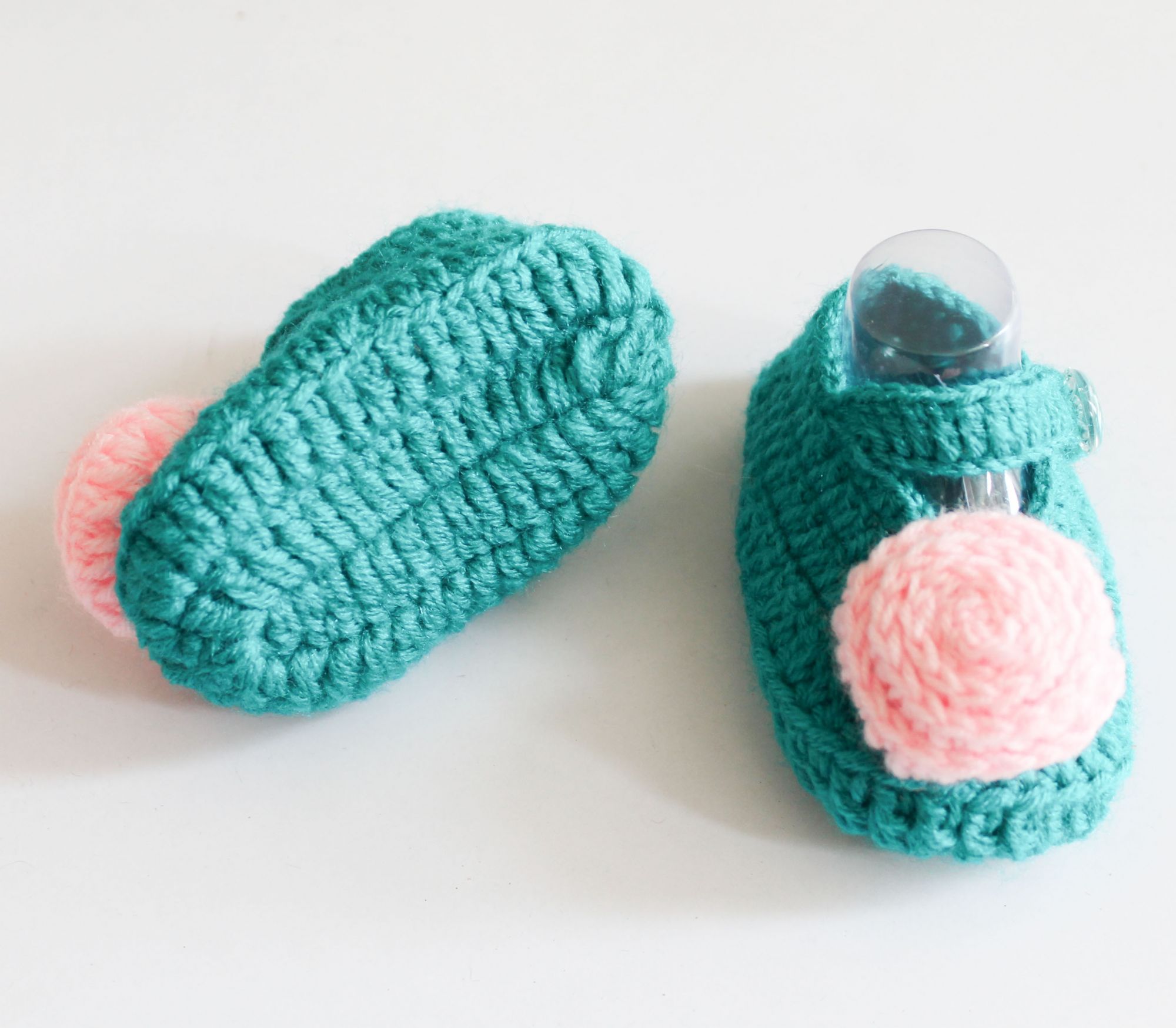 Woonie Flower Design Booties - Blue