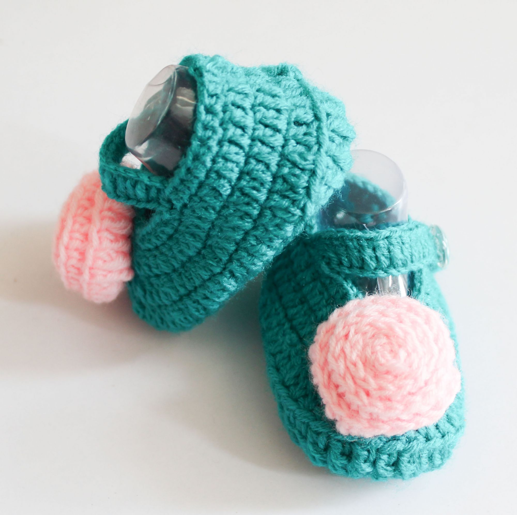 Woonie Flower Design Booties - Blue