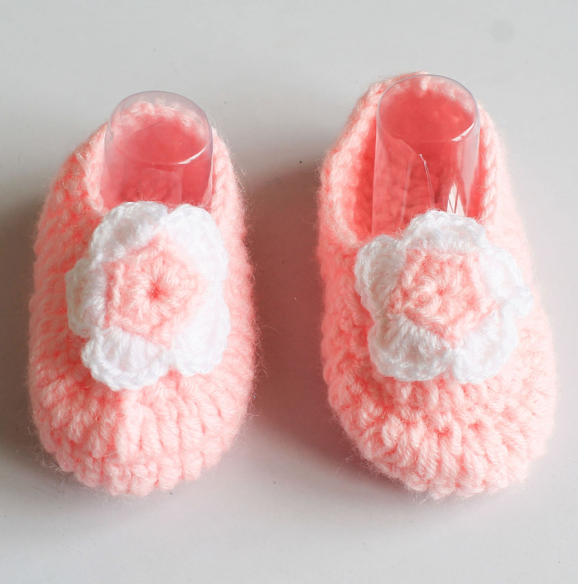 Woonie Handmade Flower Design Booties - Pink