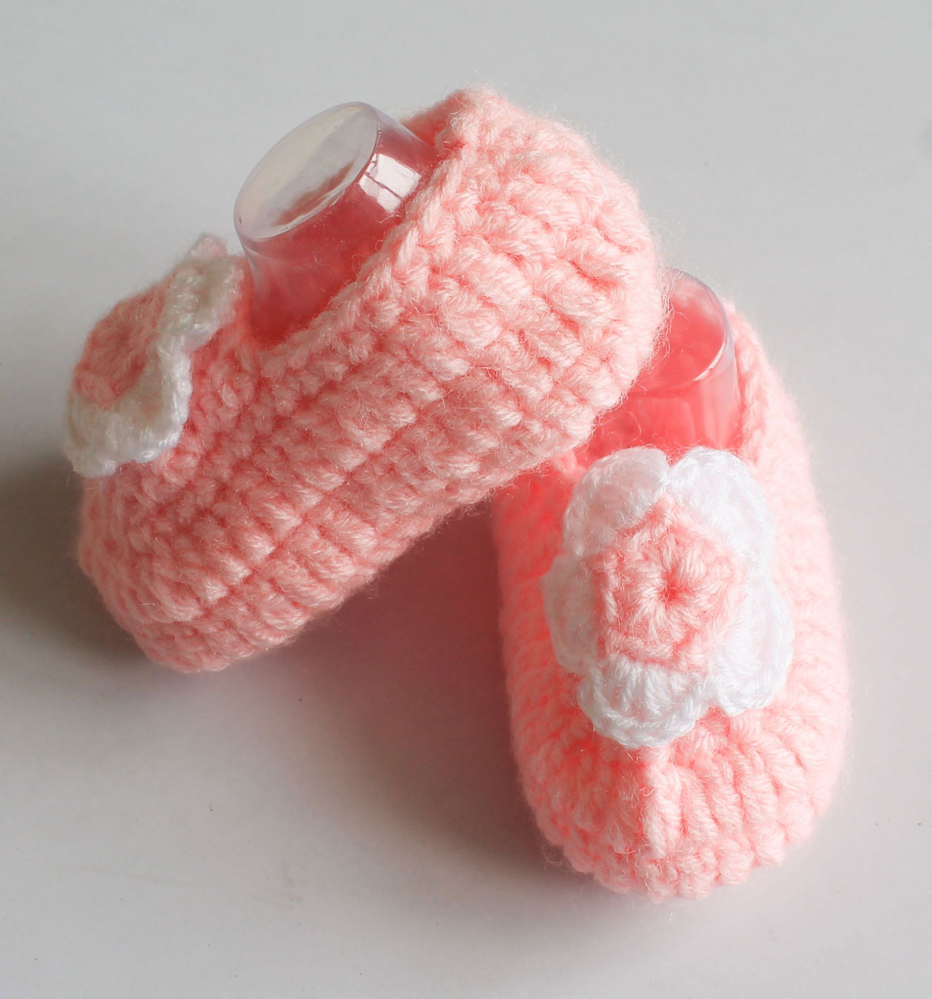 Woonie Handmade Flower Design Booties - Pink