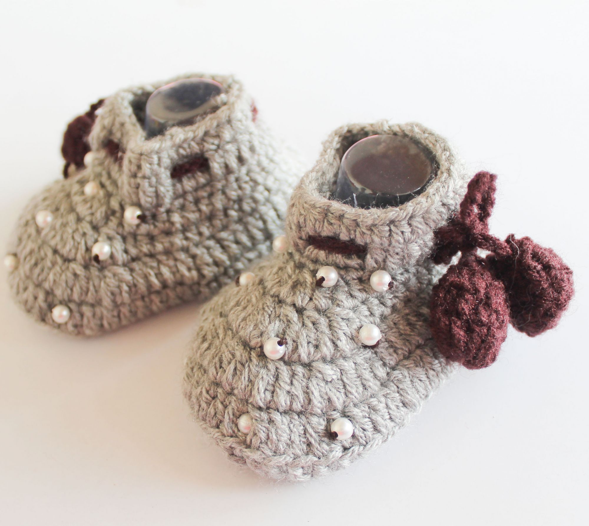 Woonie Pearl Detailed Booties - Grey