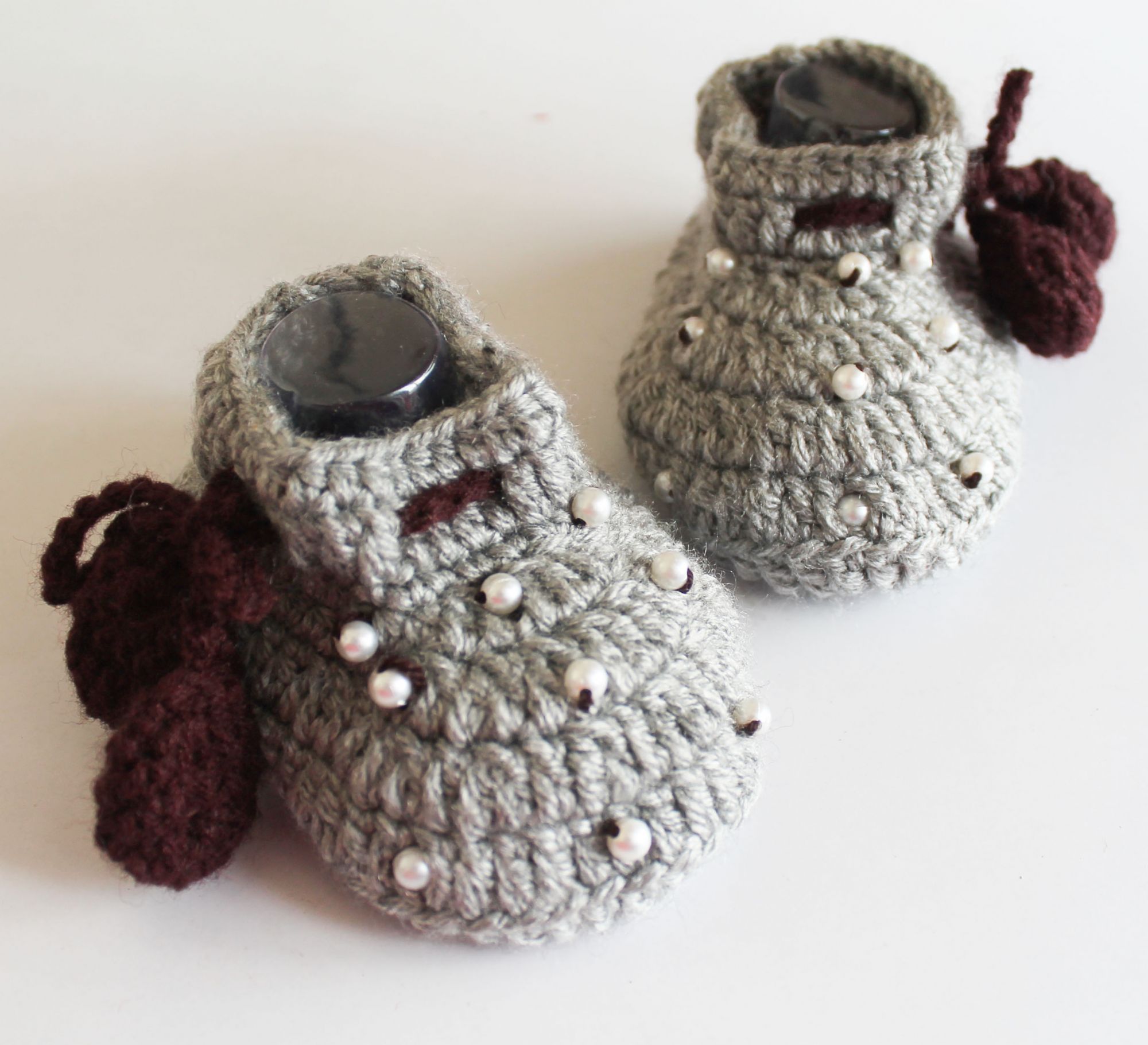 Woonie Pearl Detailed Booties - Grey