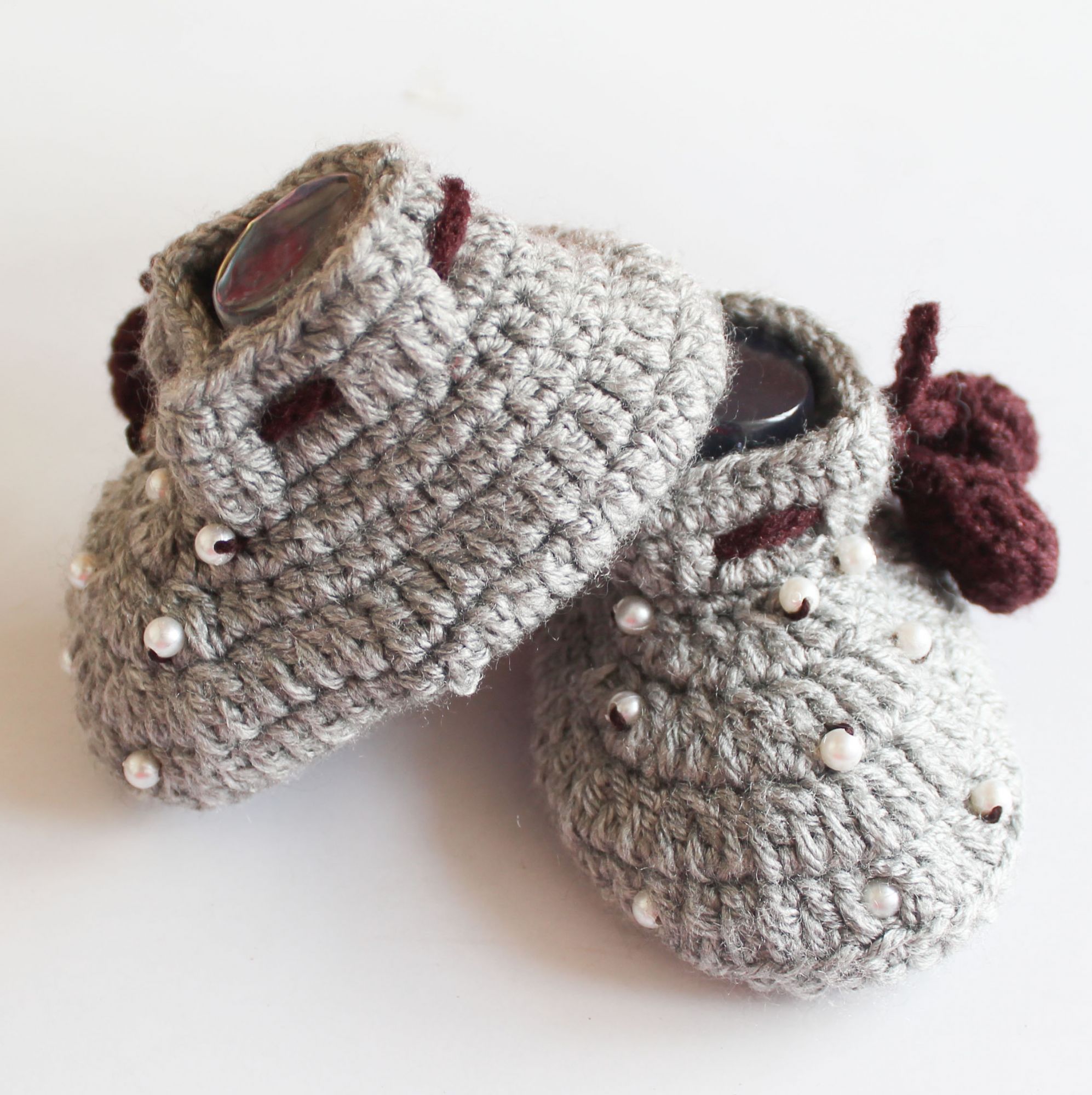 Woonie Pearl Detailed Booties - Grey