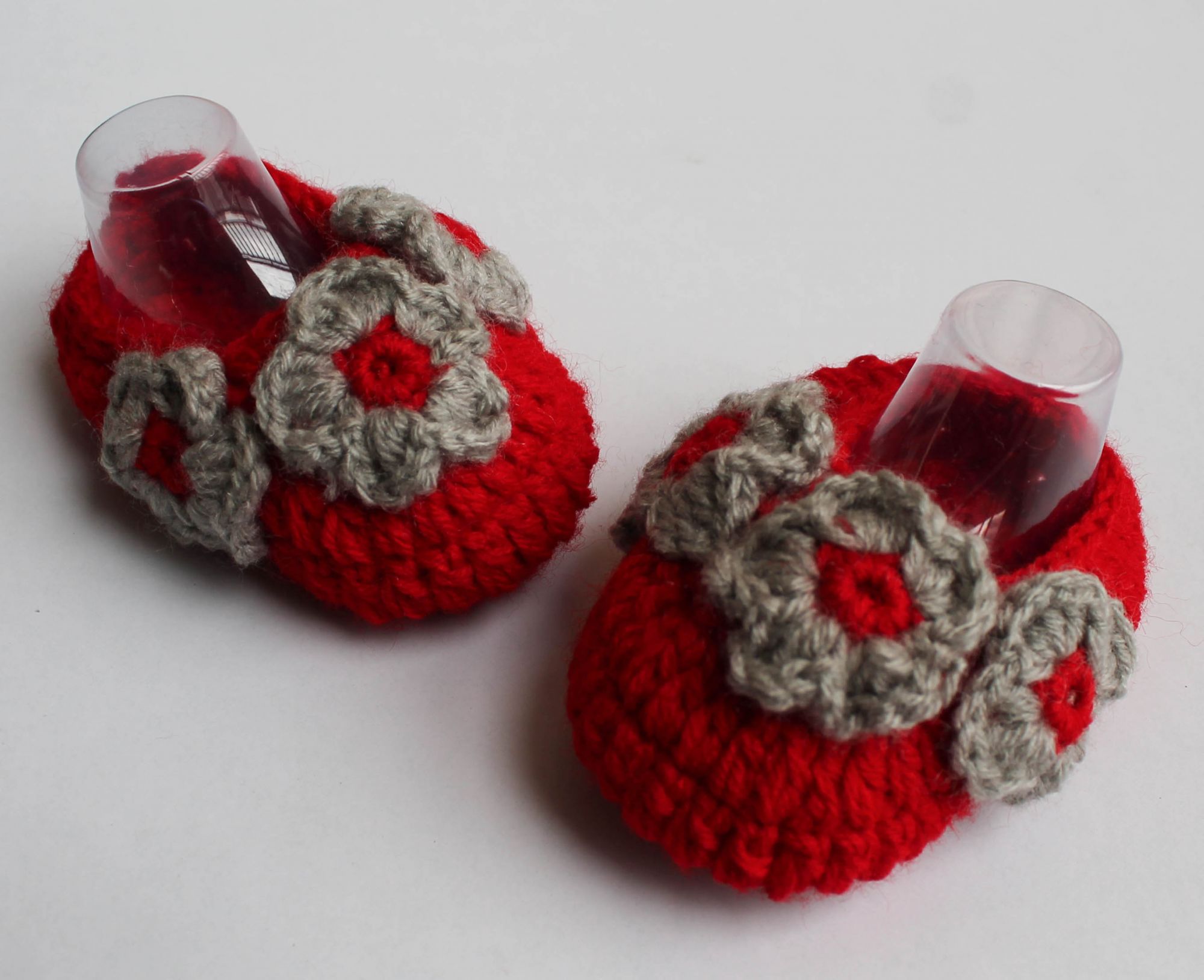 Woonie Handmade Floral Booties-Red
