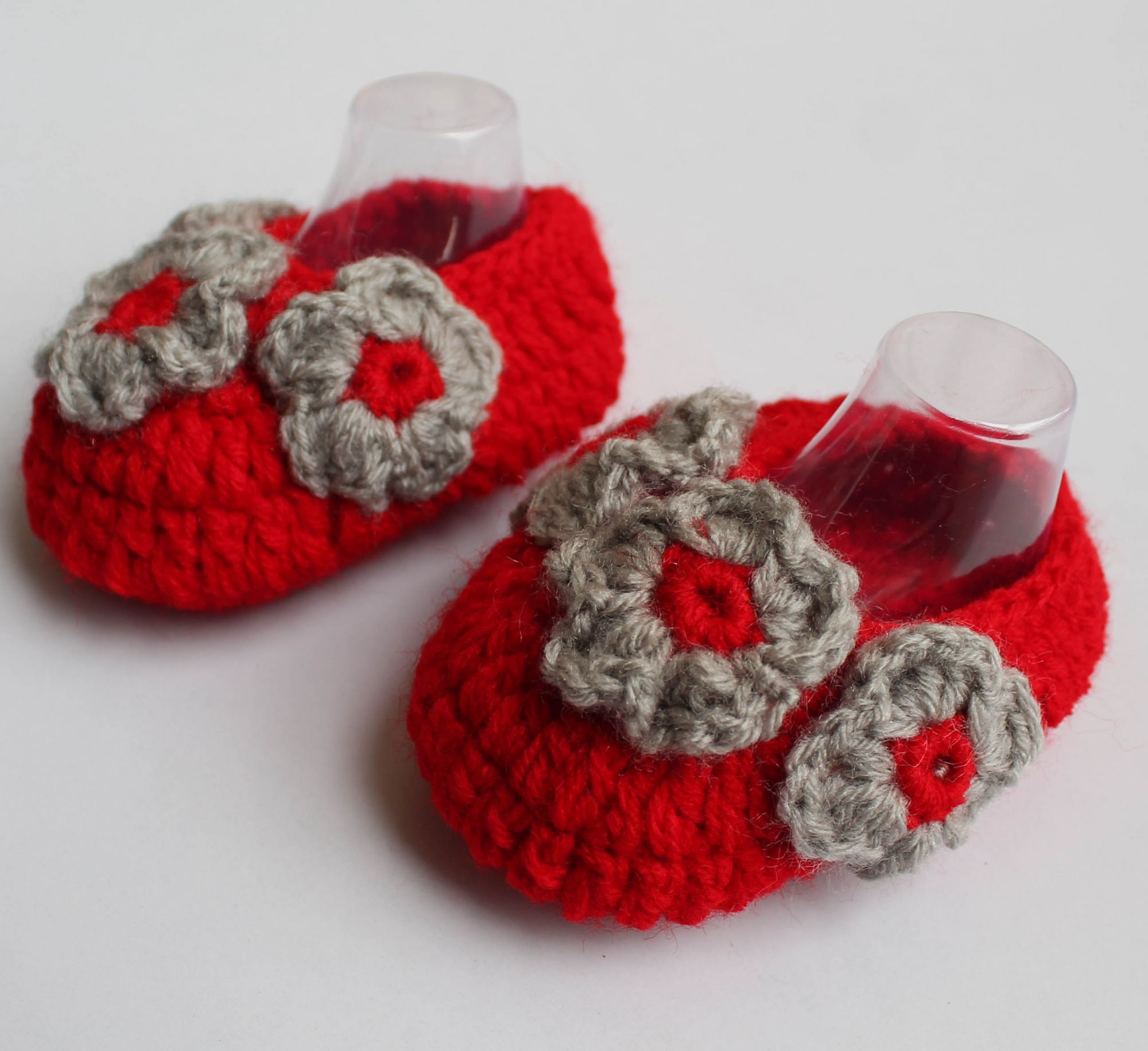 Woonie Handmade Floral Booties-Red