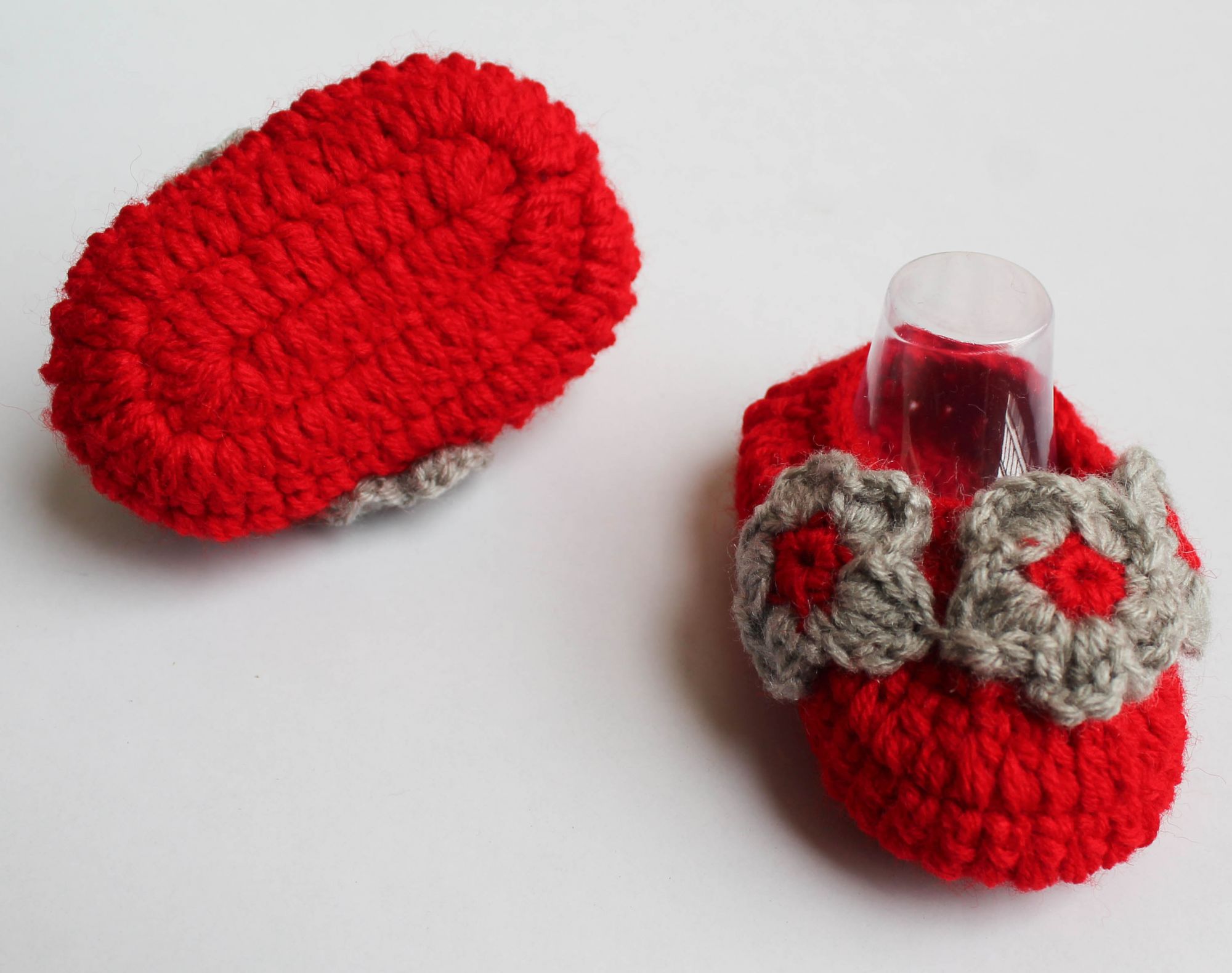 Woonie Handmade Floral Booties-Red