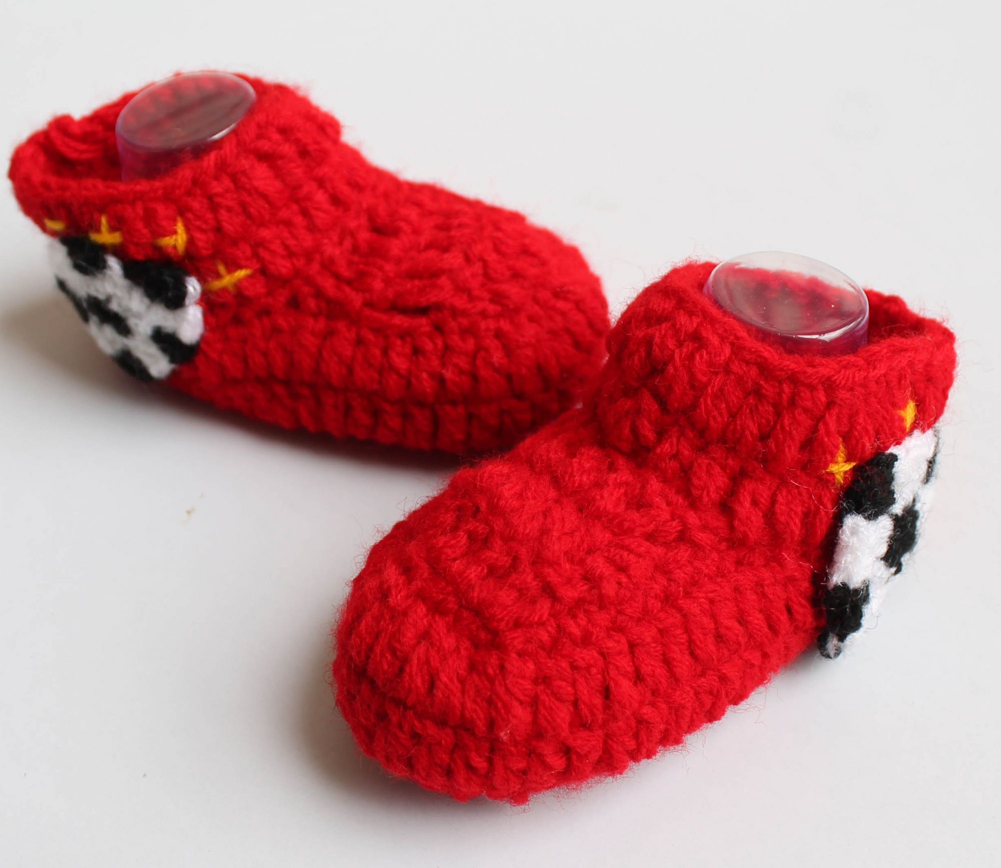 Woonie Handmade Football design Booties-Red