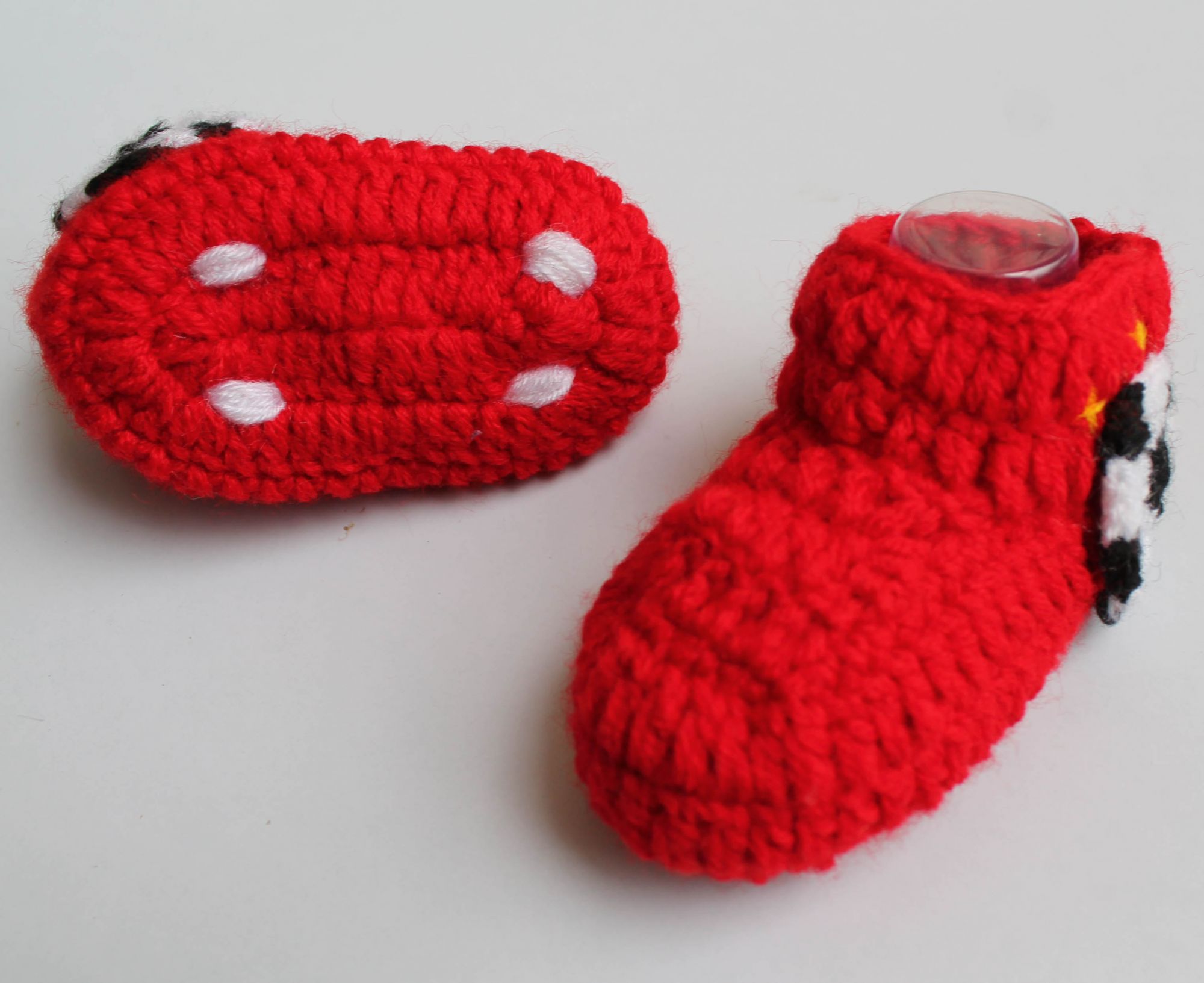 Woonie Handmade Football design Booties-Red