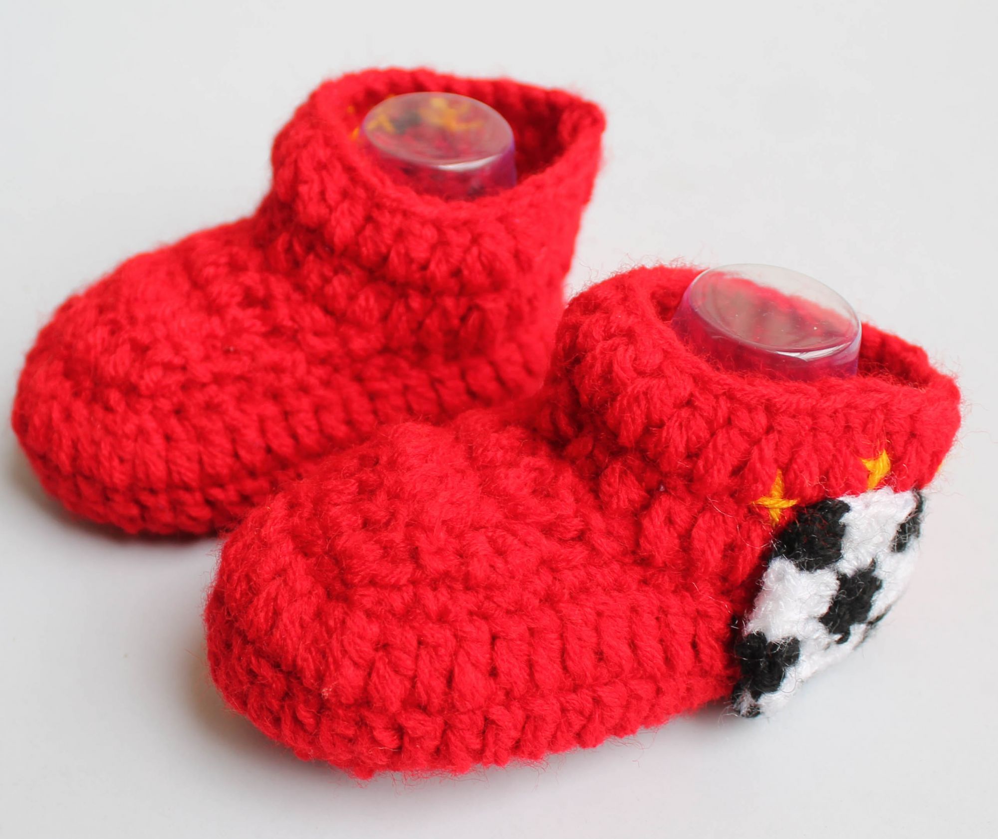 Woonie Handmade Football design Booties-Red