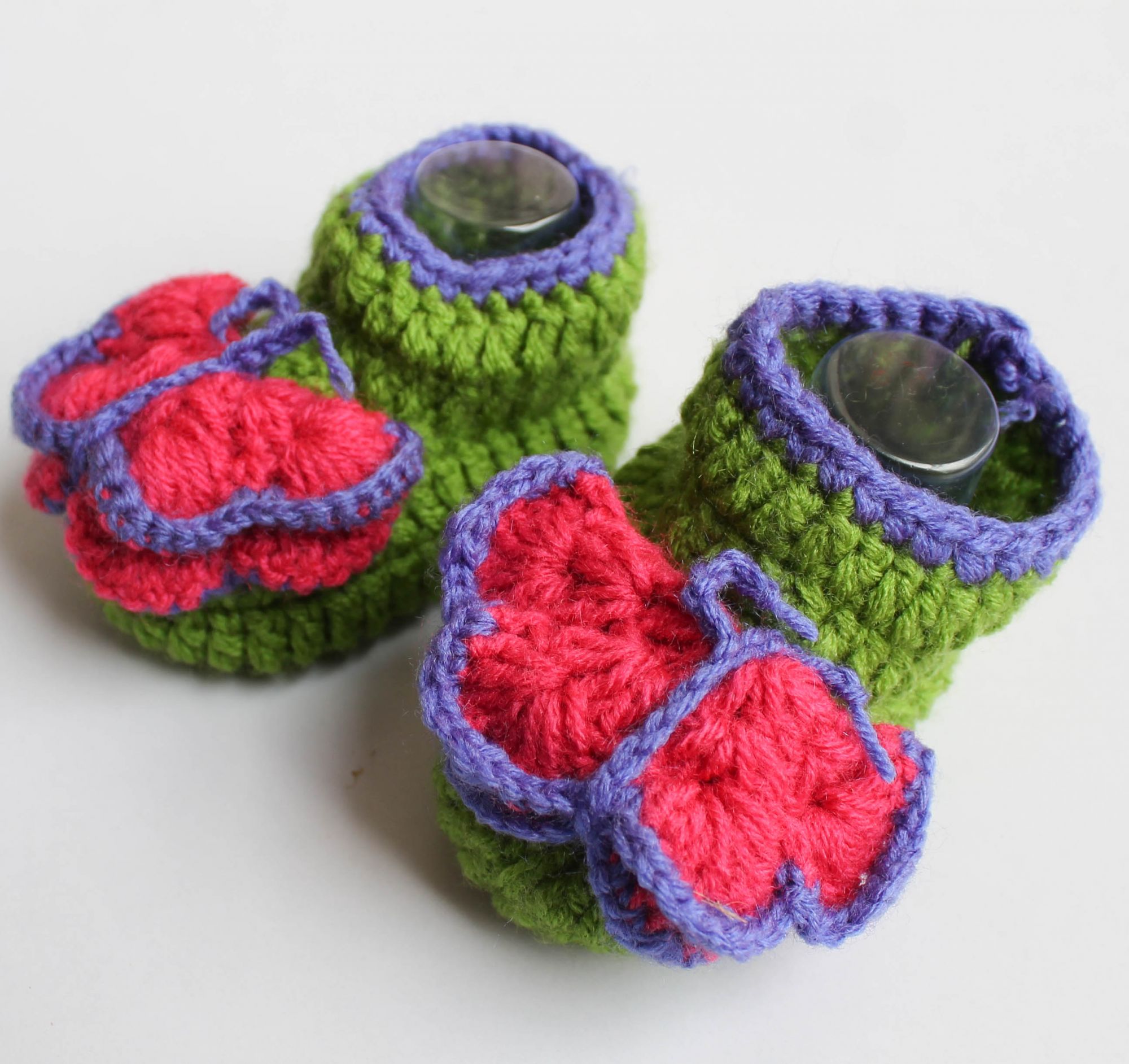 Woonie Handmade Butterfly Design Booties-Green