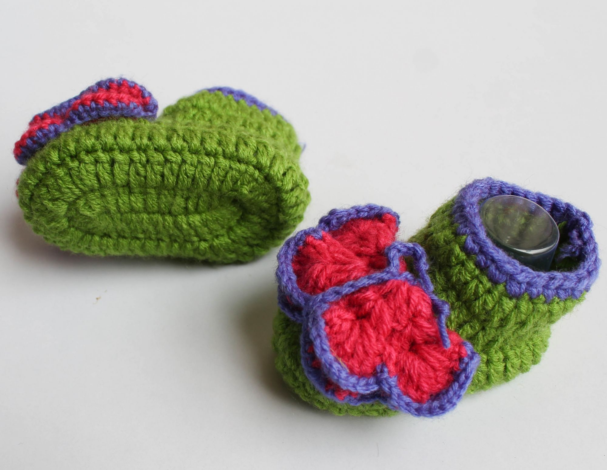 Woonie Handmade Butterfly Design Booties-Green