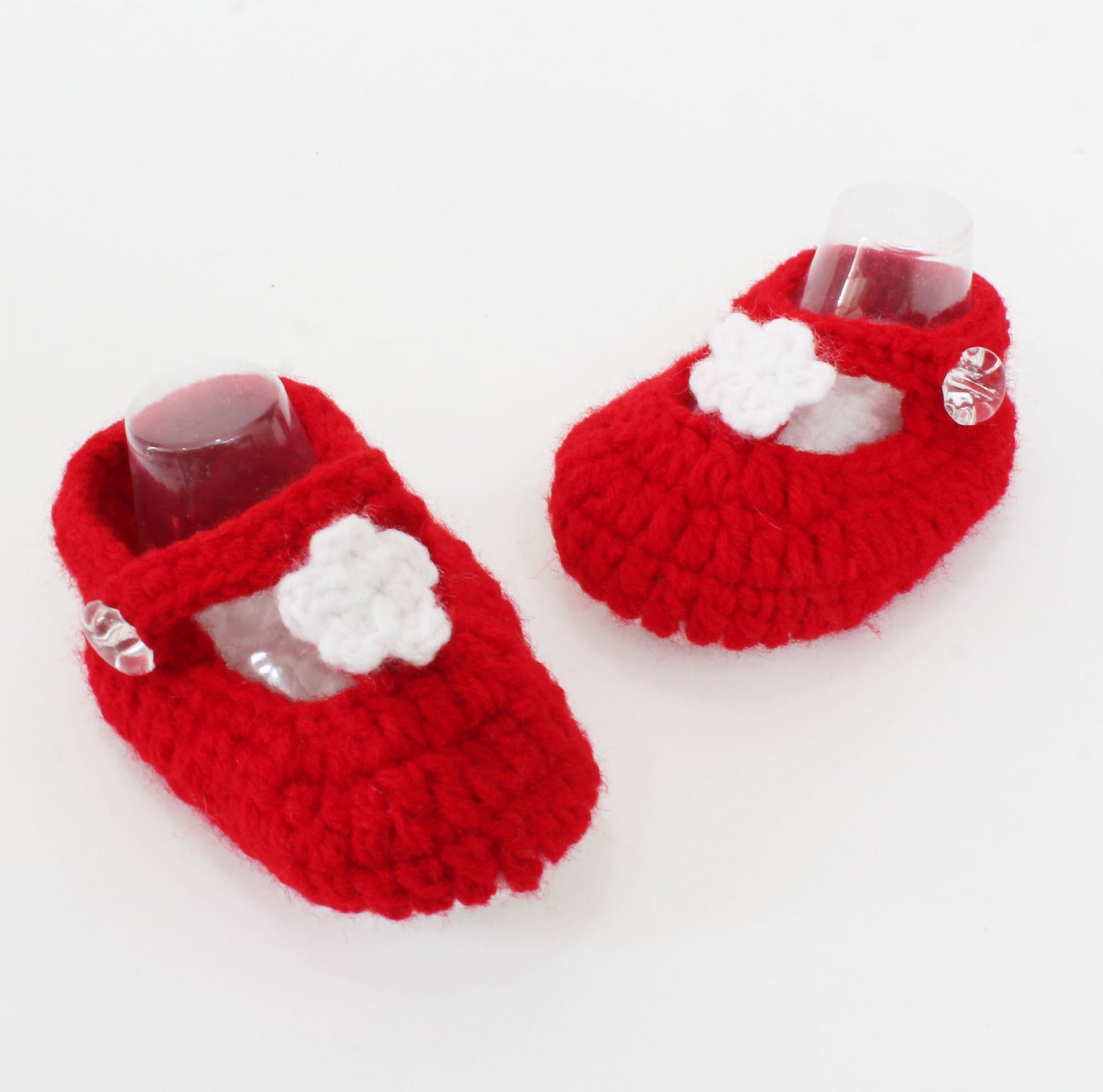 Woonie Handmade Floral Booties -Red