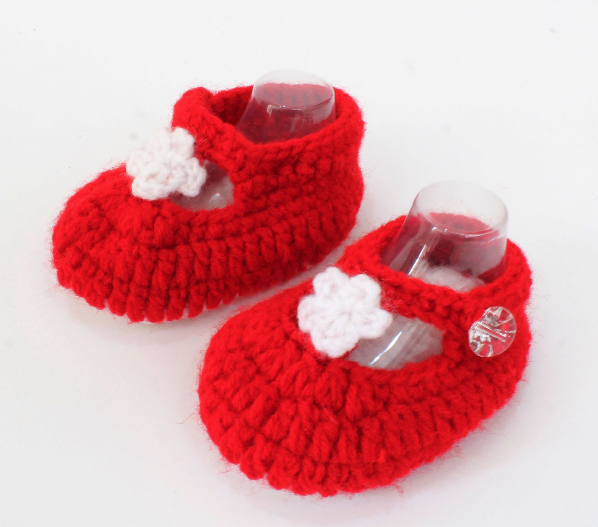 Woonie Handmade Floral Booties -Red