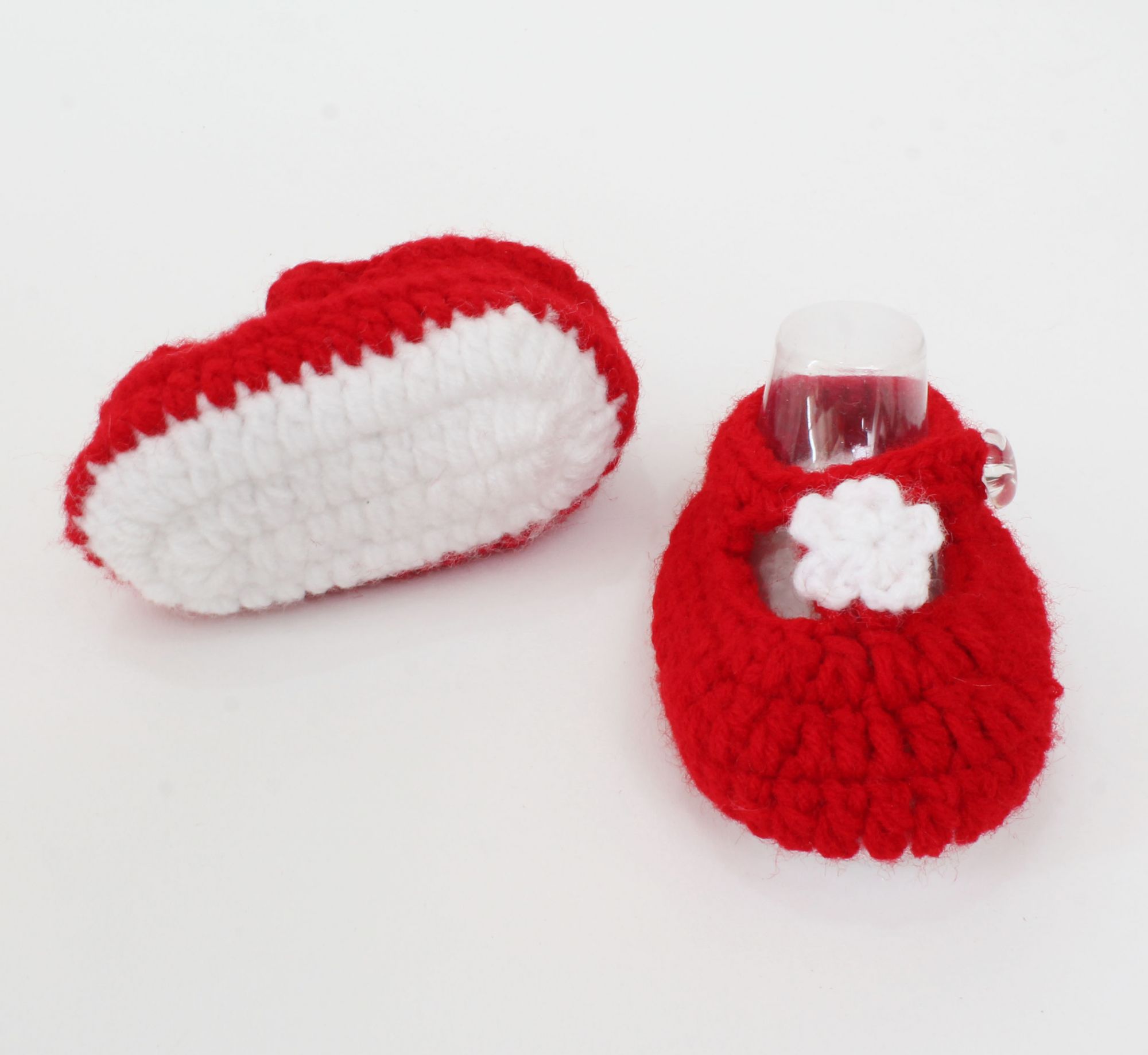 Woonie Handmade Floral Booties -Red