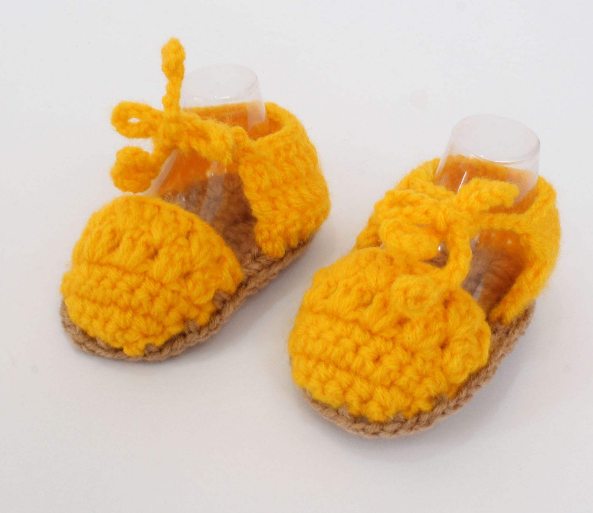 Woonie Handmade Sandal Design Crochet Booties-Yellow
