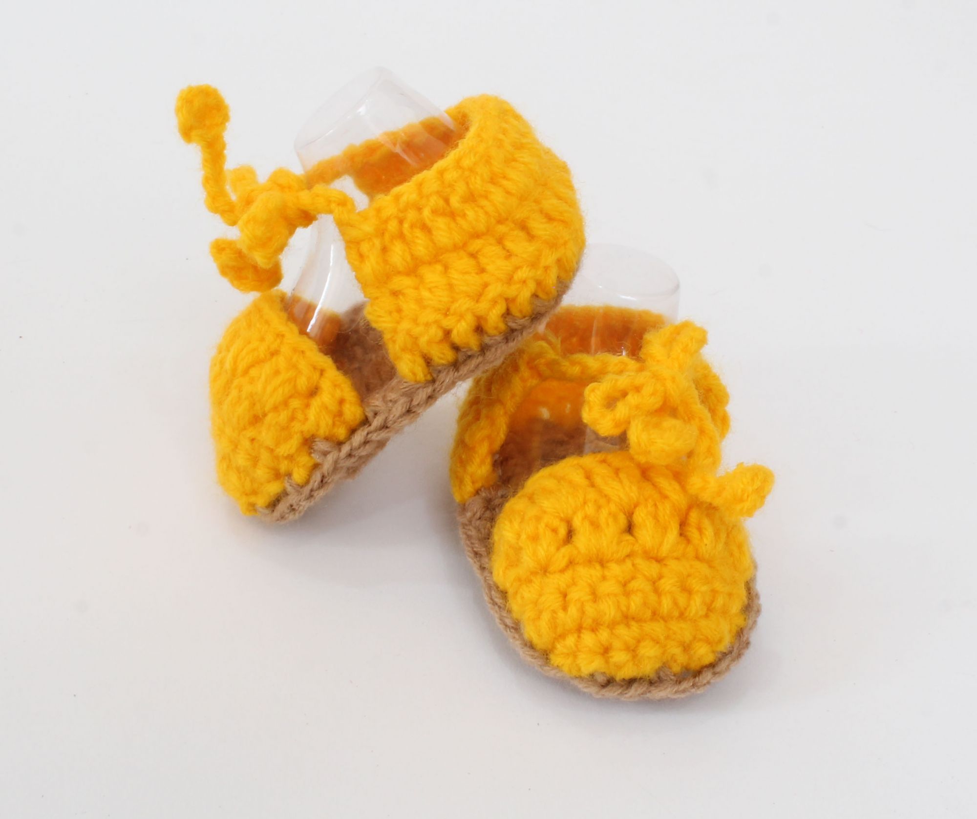 Woonie Handmade Sandal Design Crochet Booties-Yellow