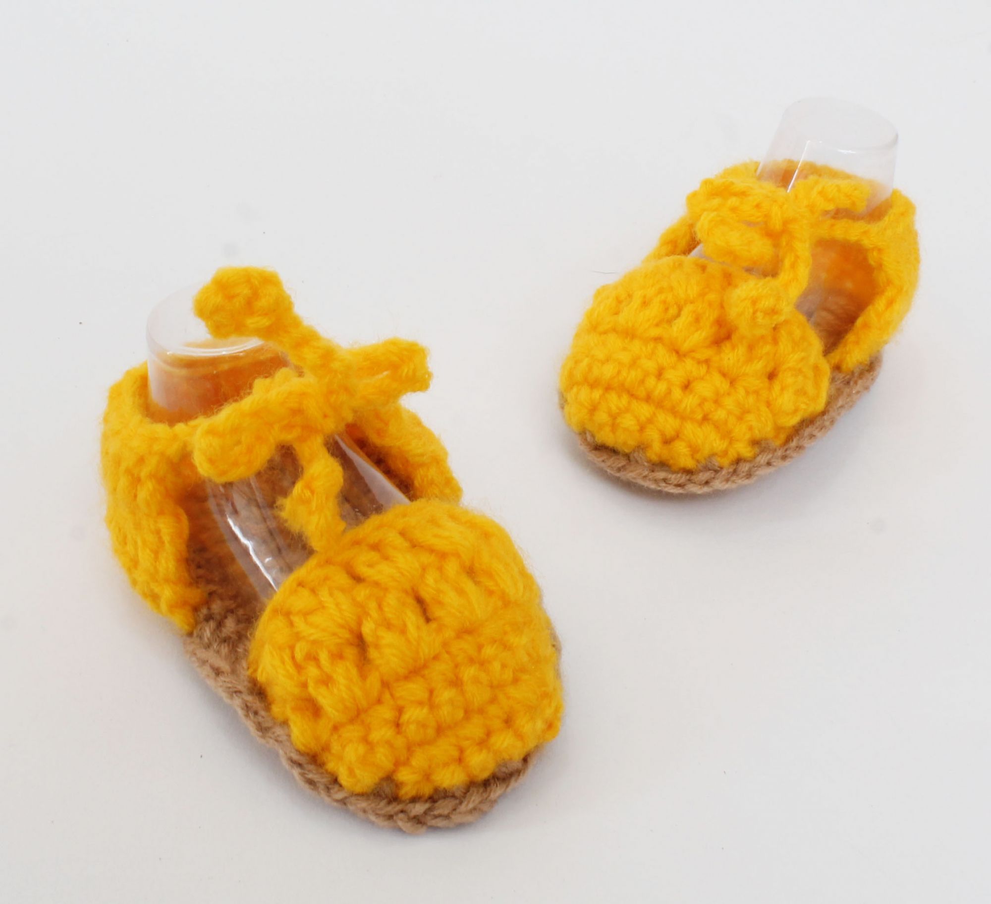 Woonie Handmade Sandal Design Crochet Booties-Yellow