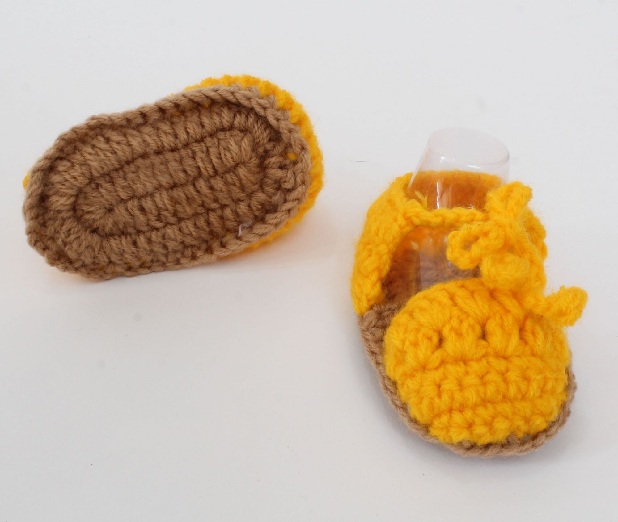 Woonie Handmade Sandal Design Crochet Booties-Yellow