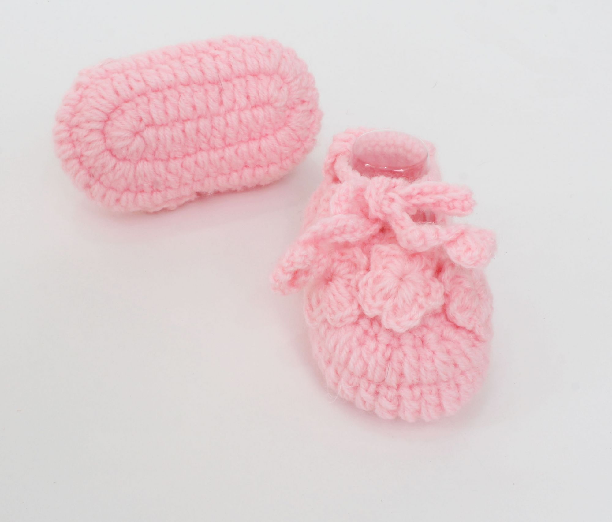 Woonie Handmade Floral Booties With Headband-Peach