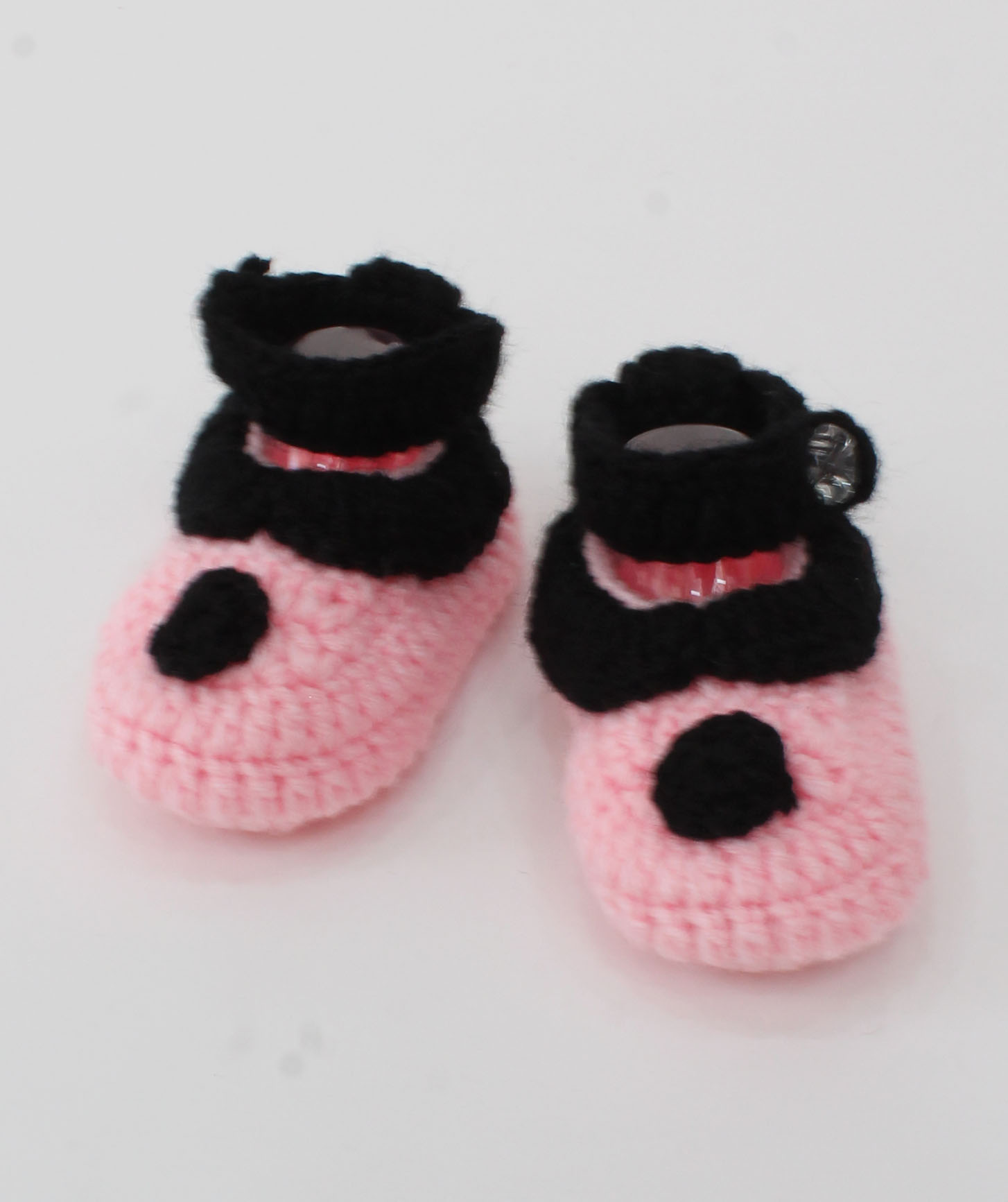Woonie Crochet Ankle Strap Booties - Pink