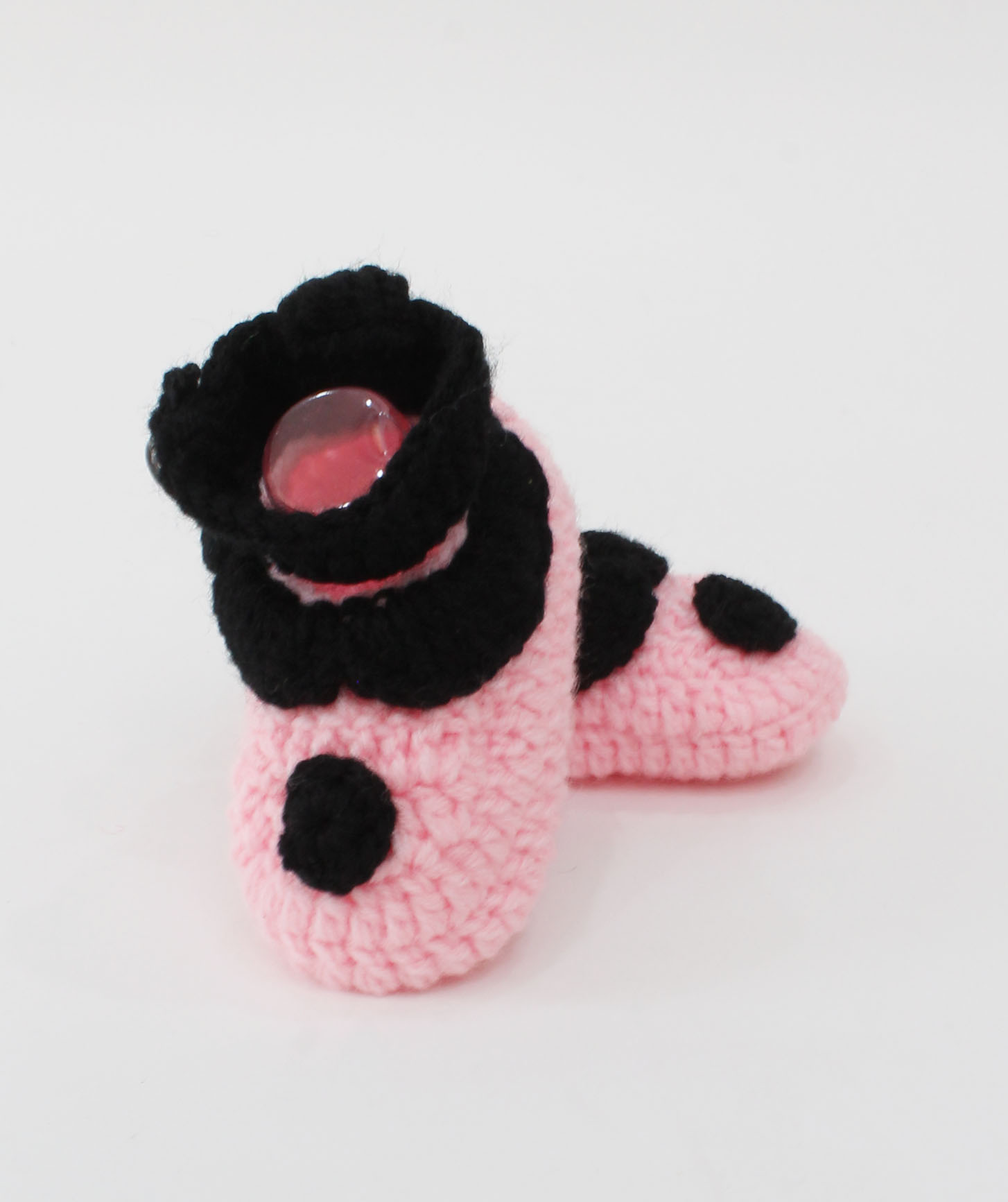 Woonie Crochet Ankle Strap Booties - Pink