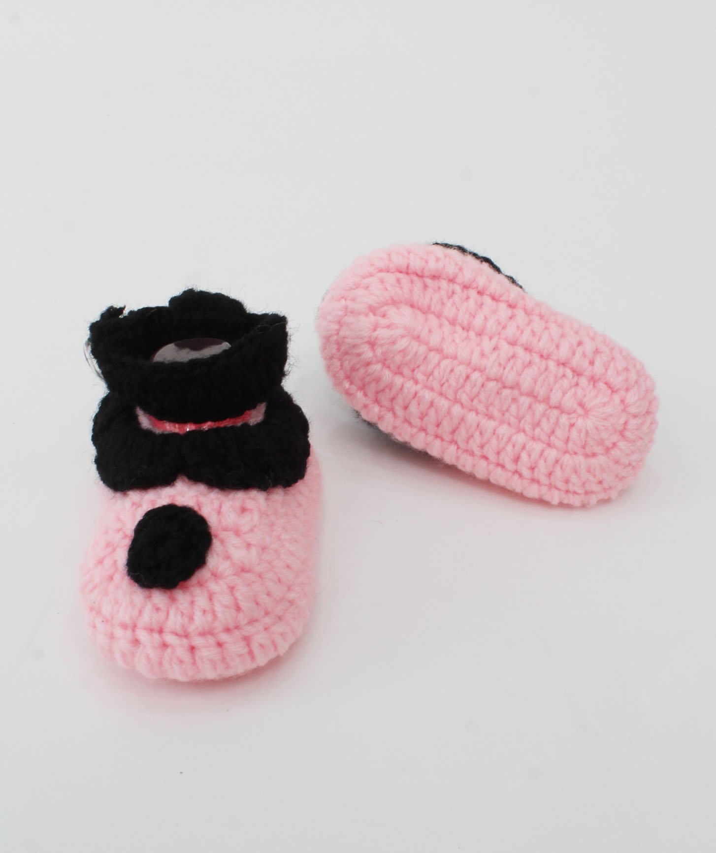 Woonie Crochet Ankle Strap Booties - Pink