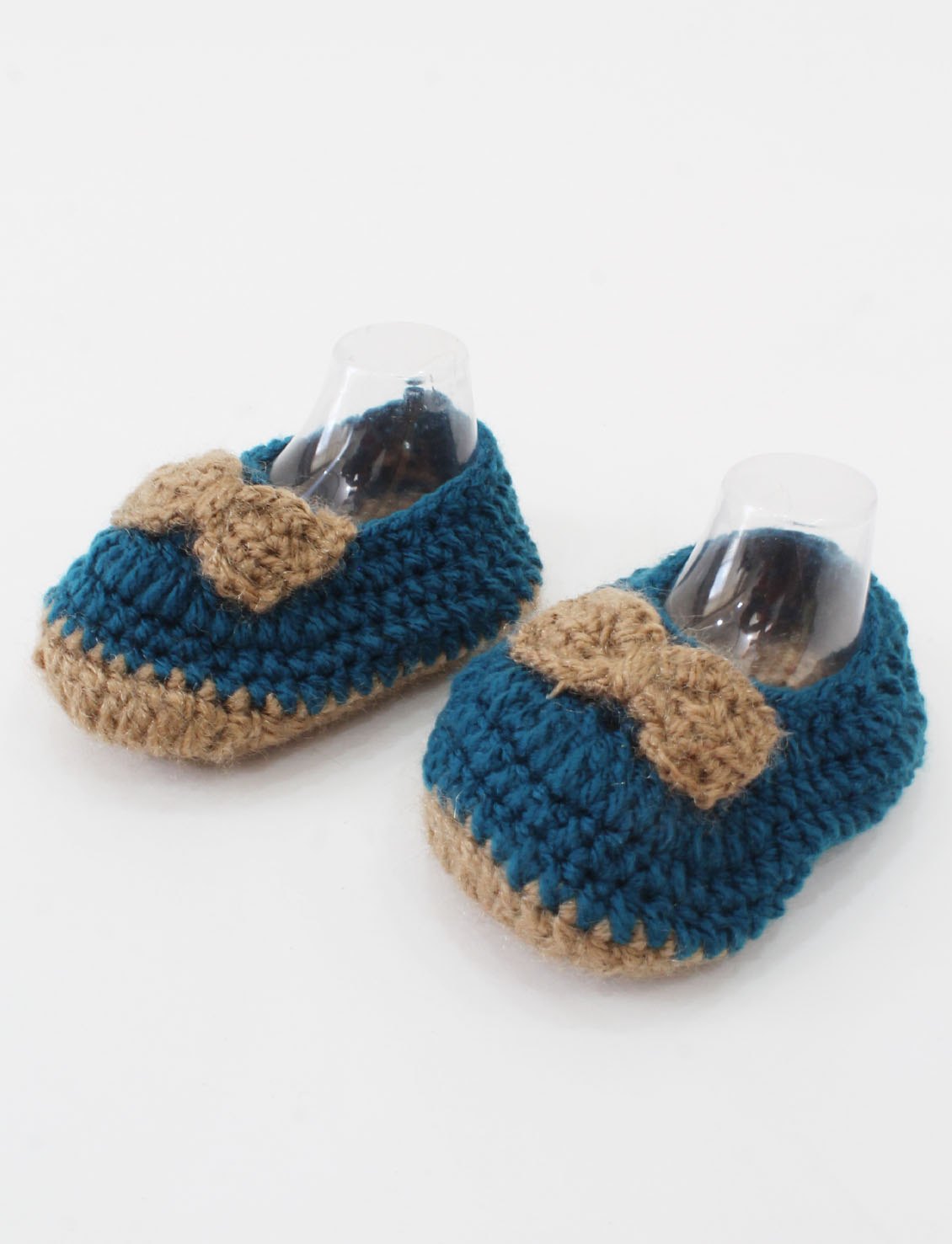 Woonie Crochet Bow Detail Booties - Blue