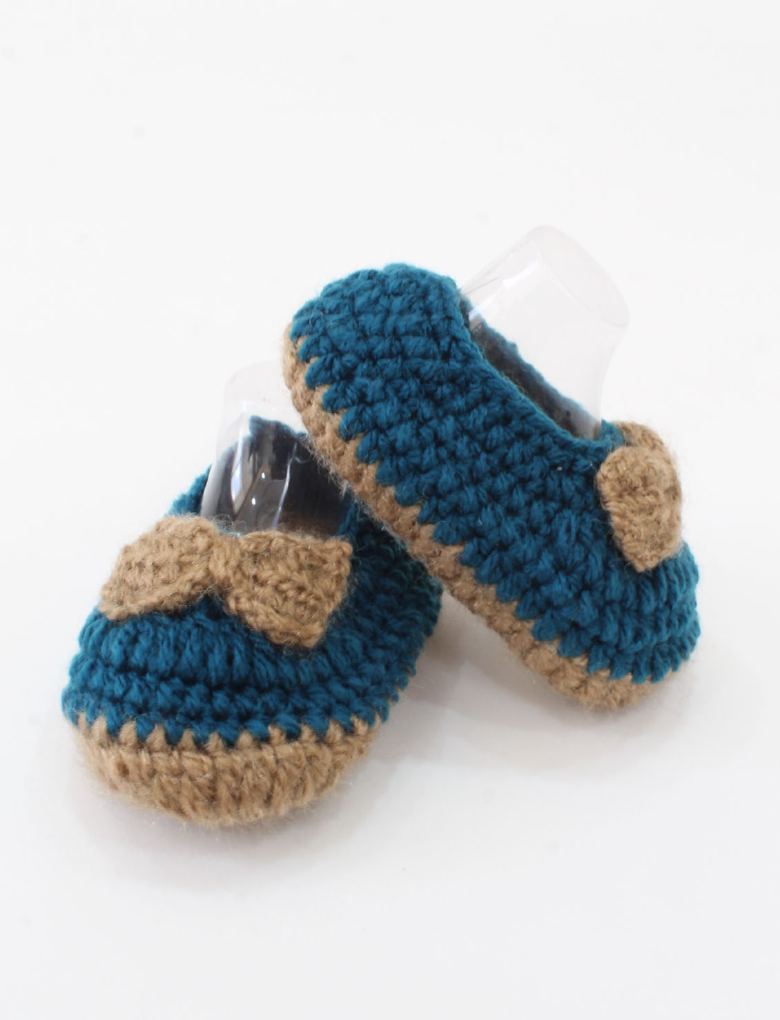 Woonie Crochet Bow Detail Booties - Blue