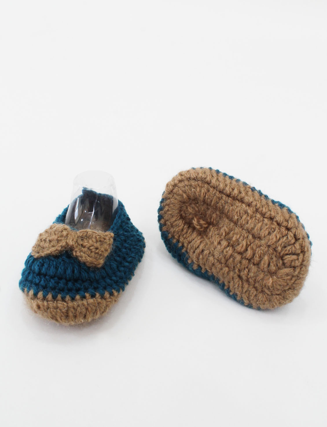 Woonie Crochet Bow Detail Booties - Blue