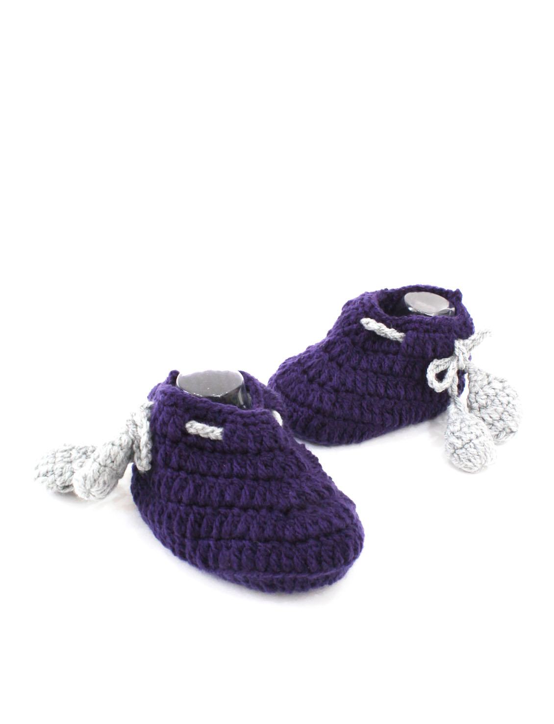 Woonie Crochet Drawstring Detail Booties - Purple