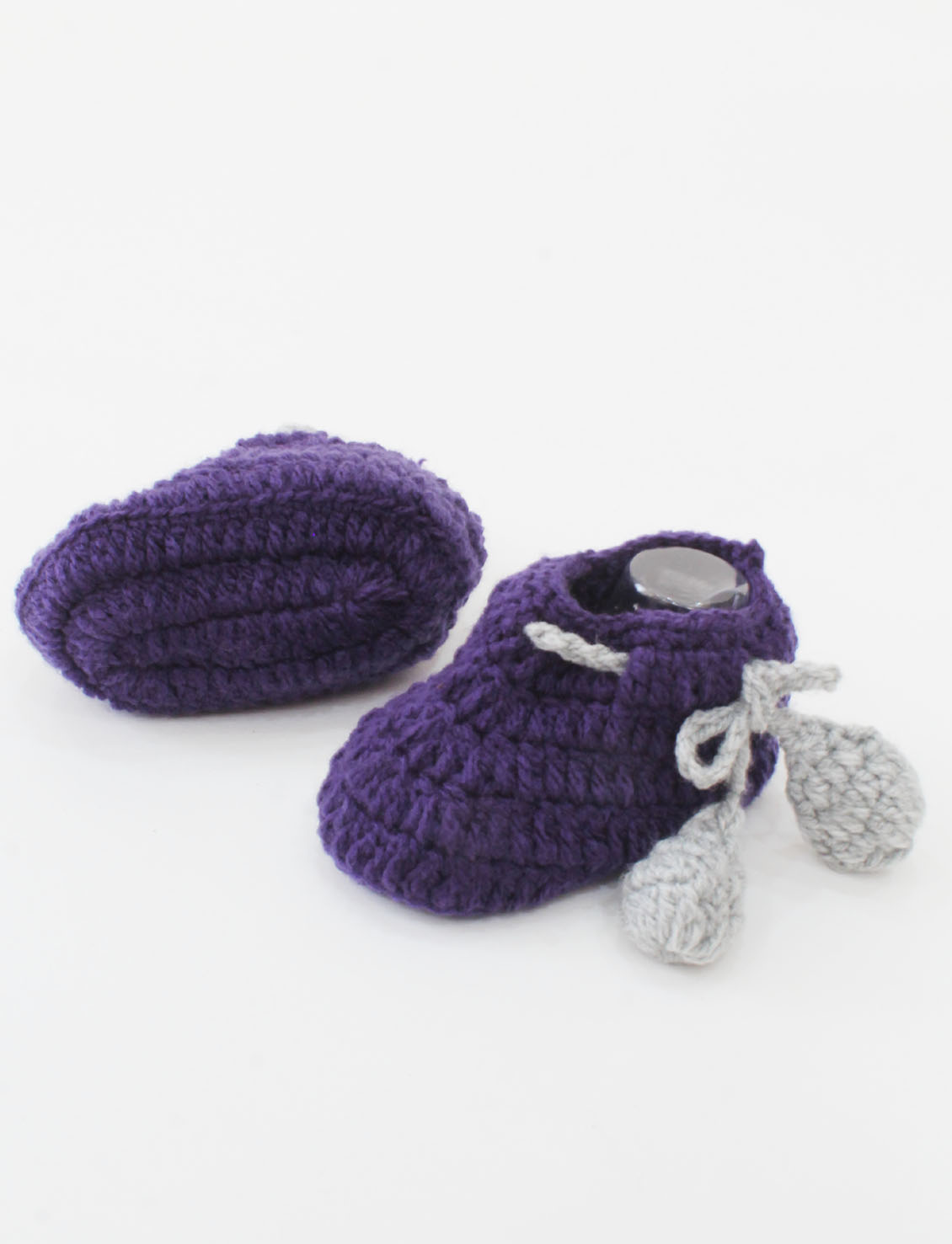 Woonie Crochet Drawstring Detail Booties - Purple
