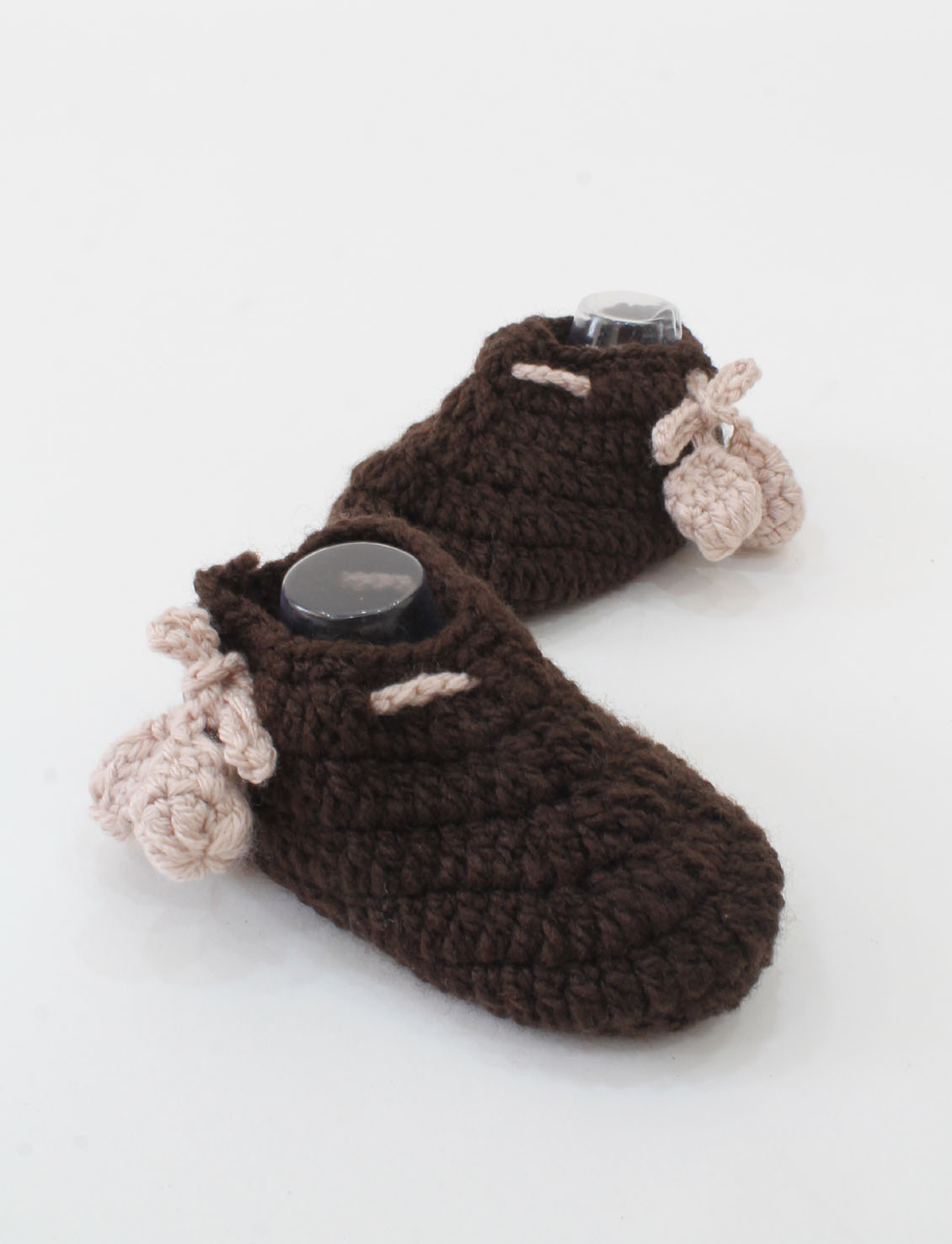 Woonie Crochet Drawstring Detail Booties - Brown
