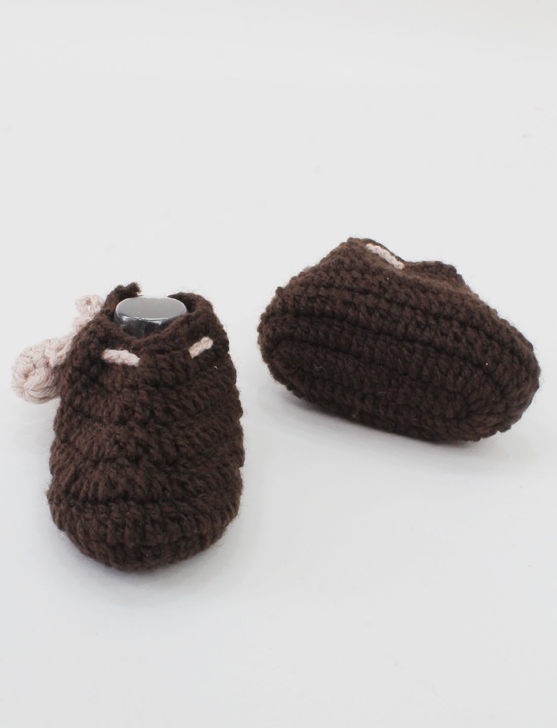 Woonie Crochet Drawstring Detail Booties - Brown