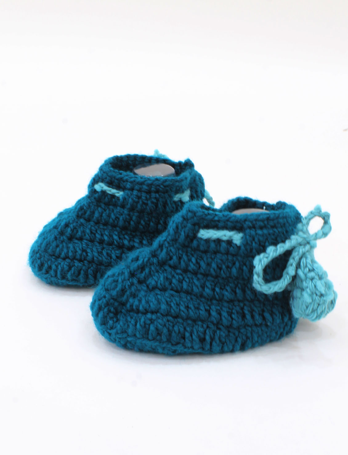 Woonie Crochet Drawstring Detail Booties - Blue