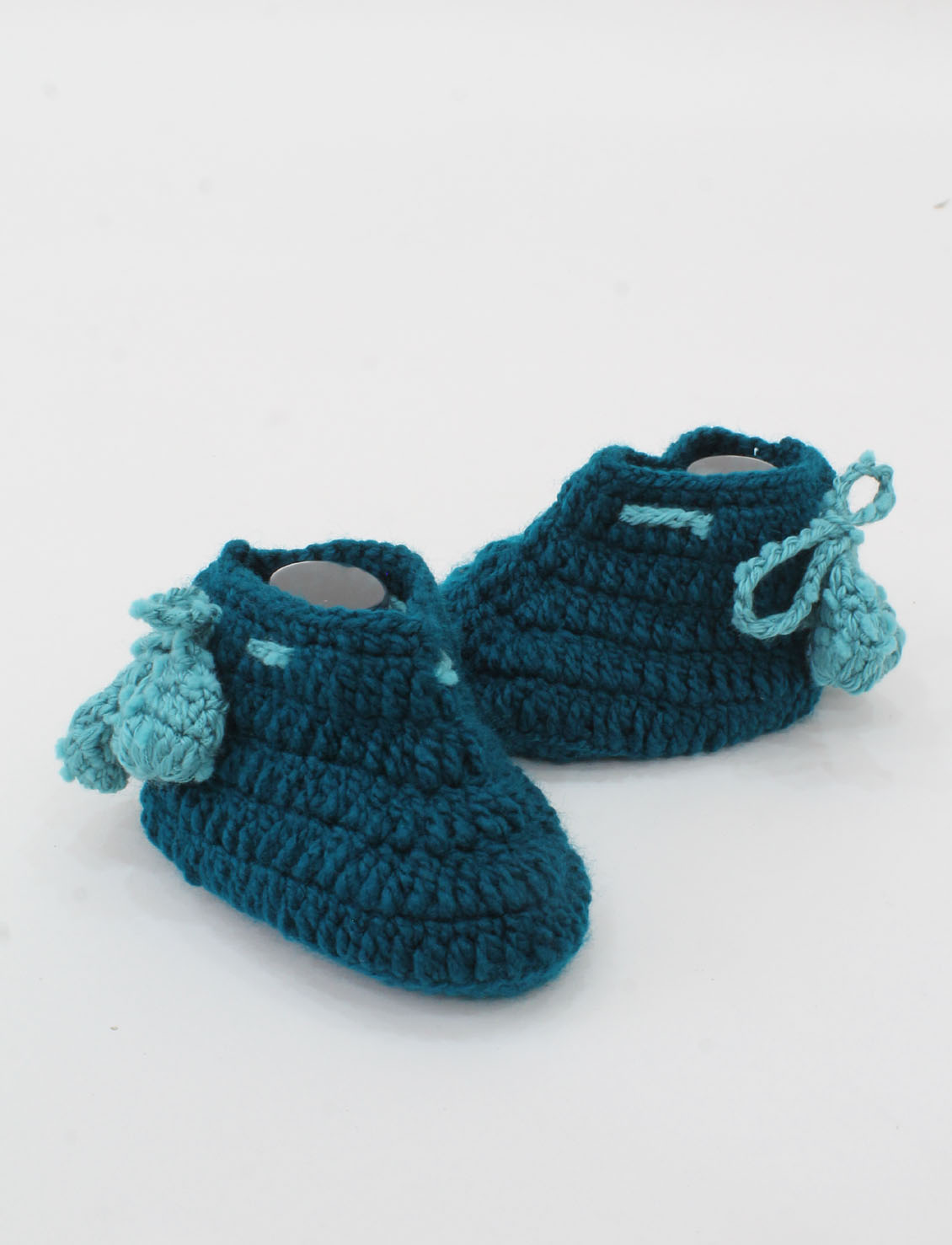 Woonie Crochet Drawstring Detail Booties - Blue