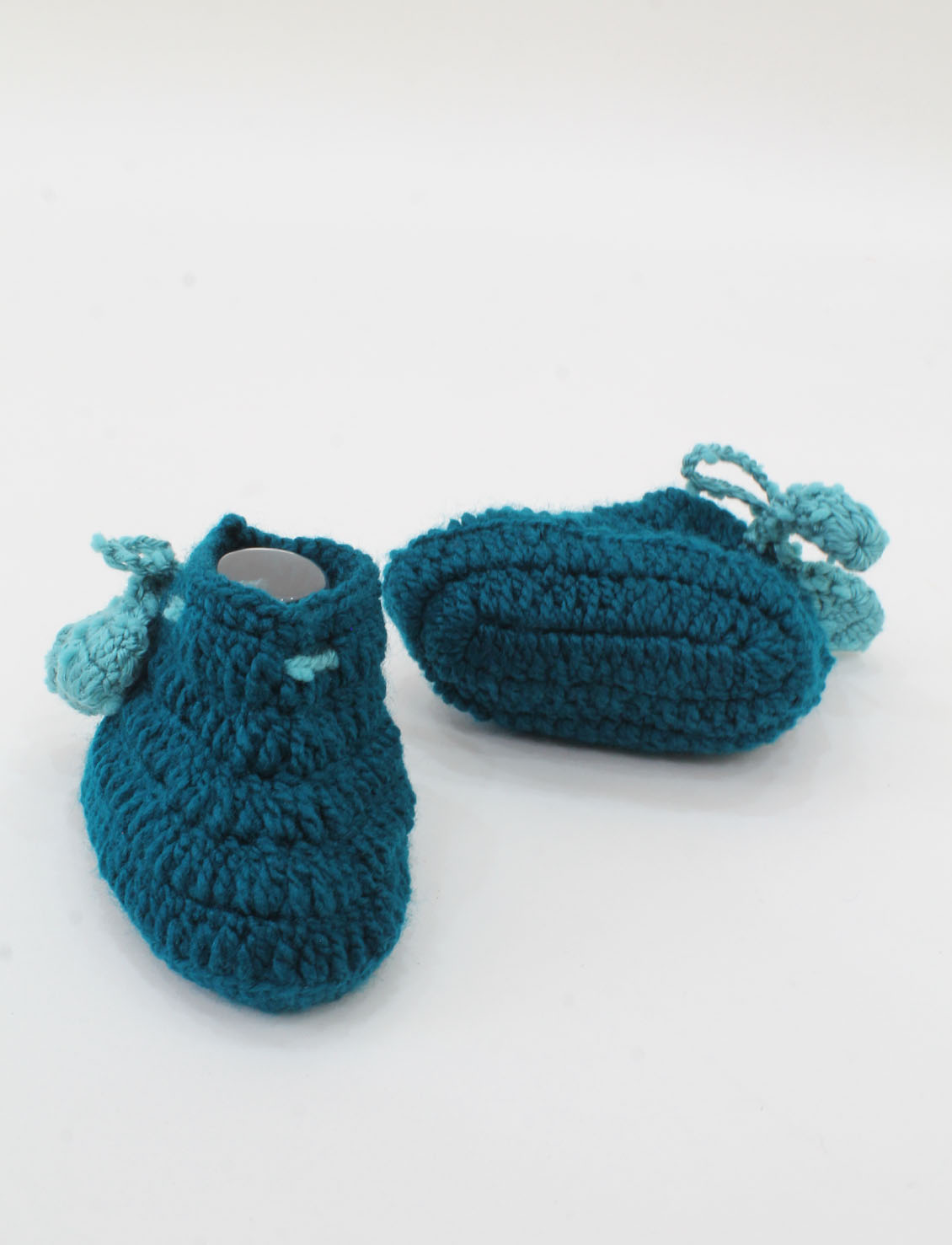 Woonie Crochet Drawstring Detail Booties - Blue
