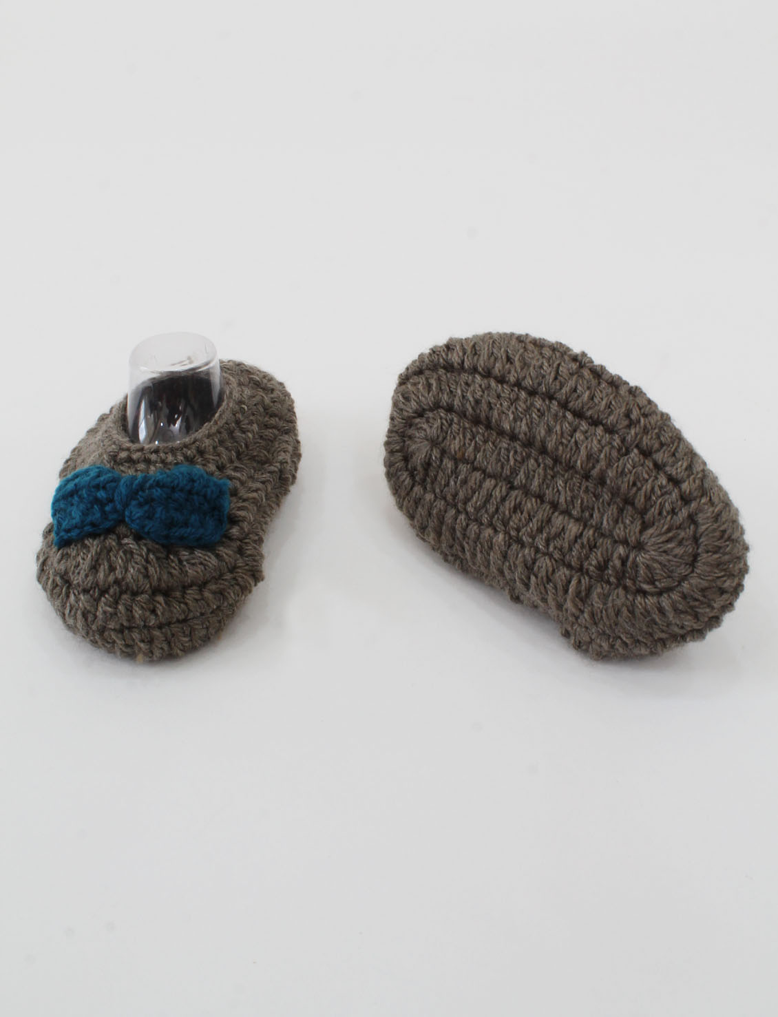 Woonie Crochet Bow Detail Booties - Grey