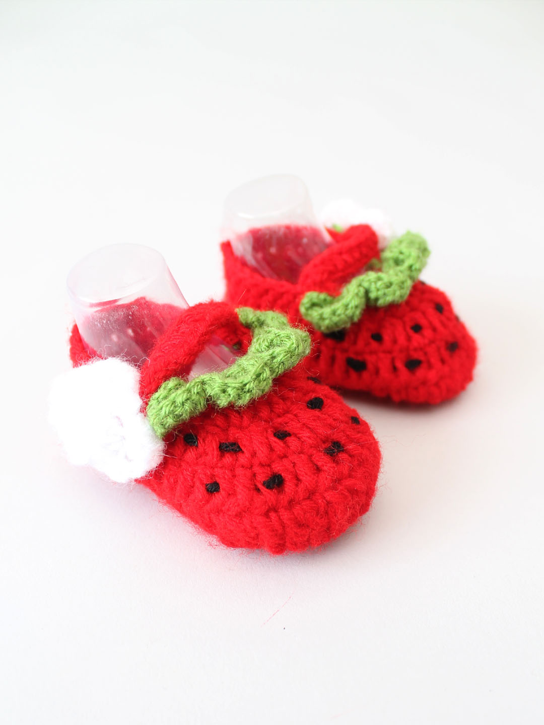 Woonie Crochet Watermelon Booties- Red