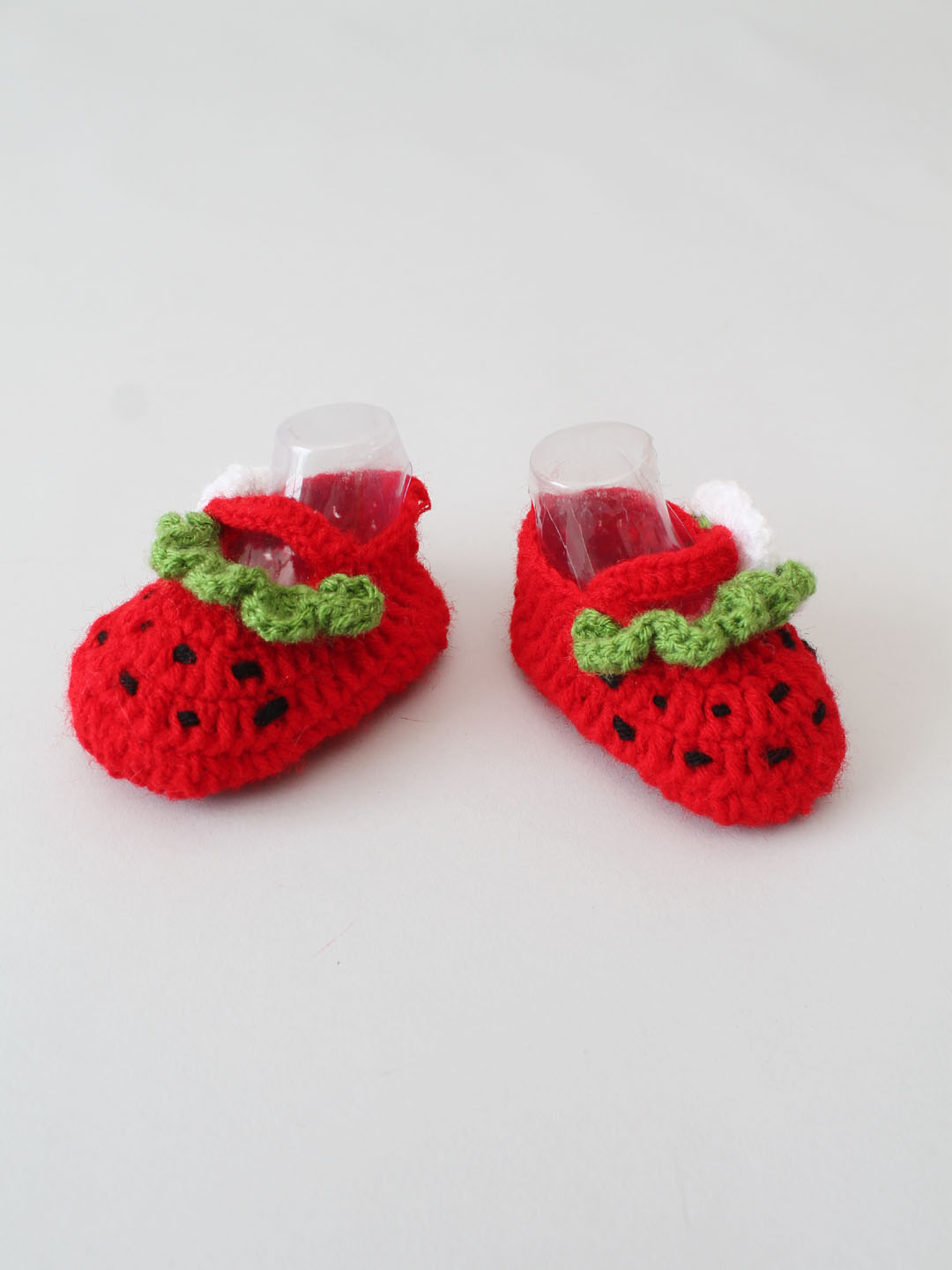 Woonie Crochet Watermelon Booties- Red