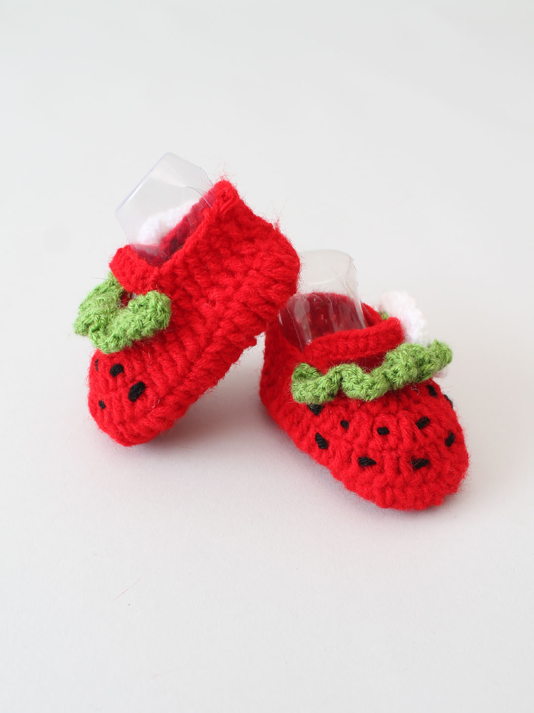 Woonie Crochet Watermelon Booties- Red