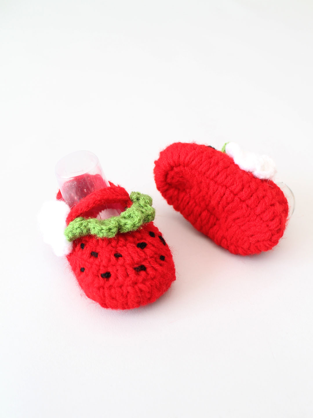 Woonie Crochet Watermelon Booties- Red