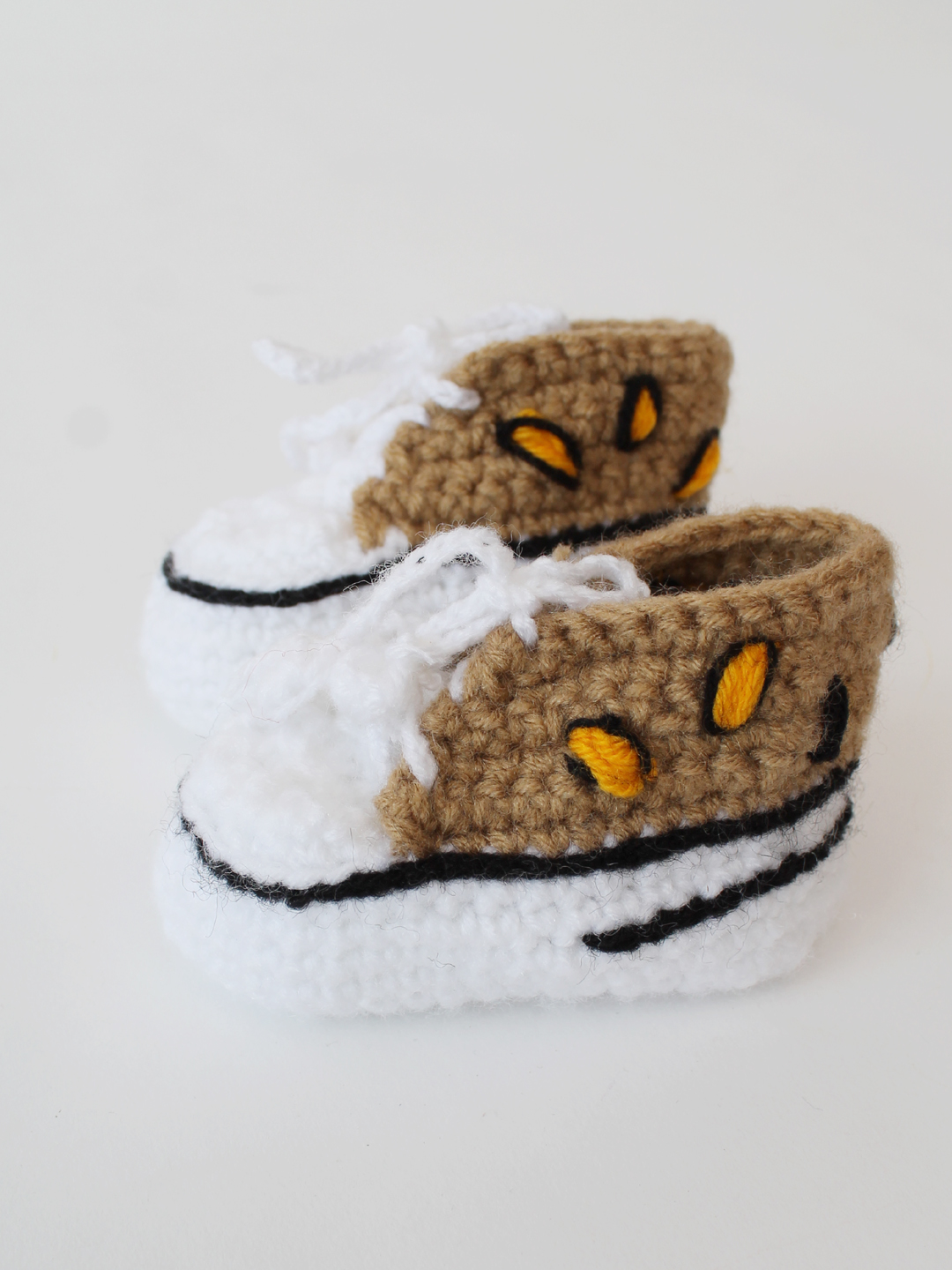 Woonie Crochet Embroidered Boots-Beige