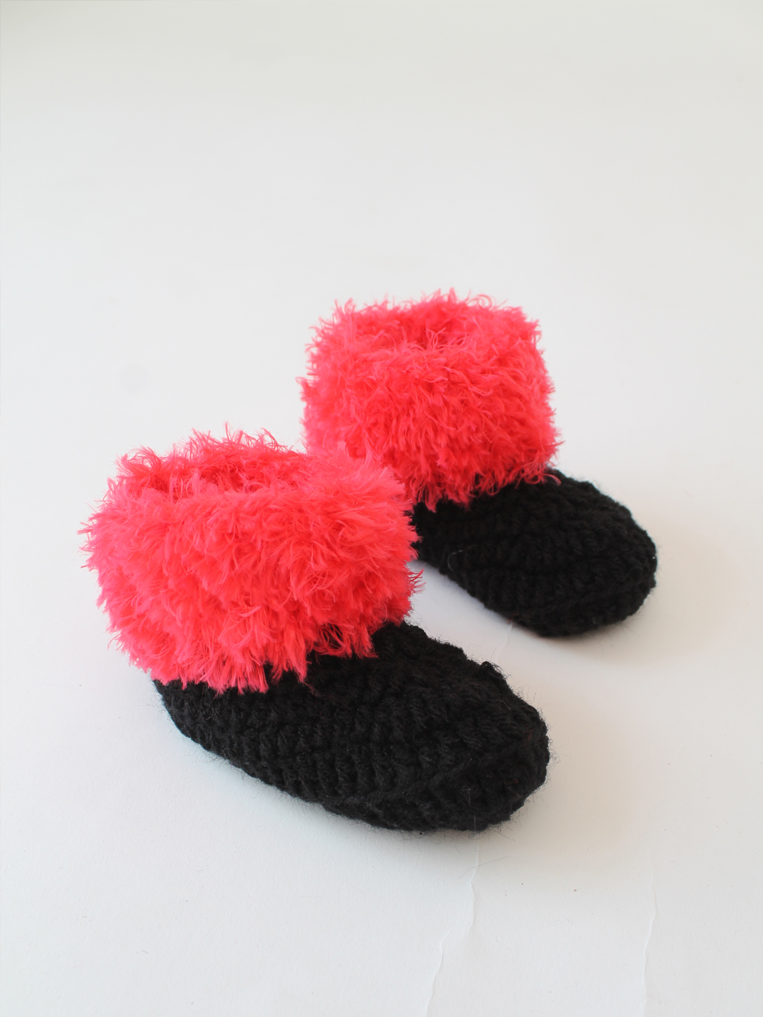 Woonie Crochet Faux Fur Boots-Black