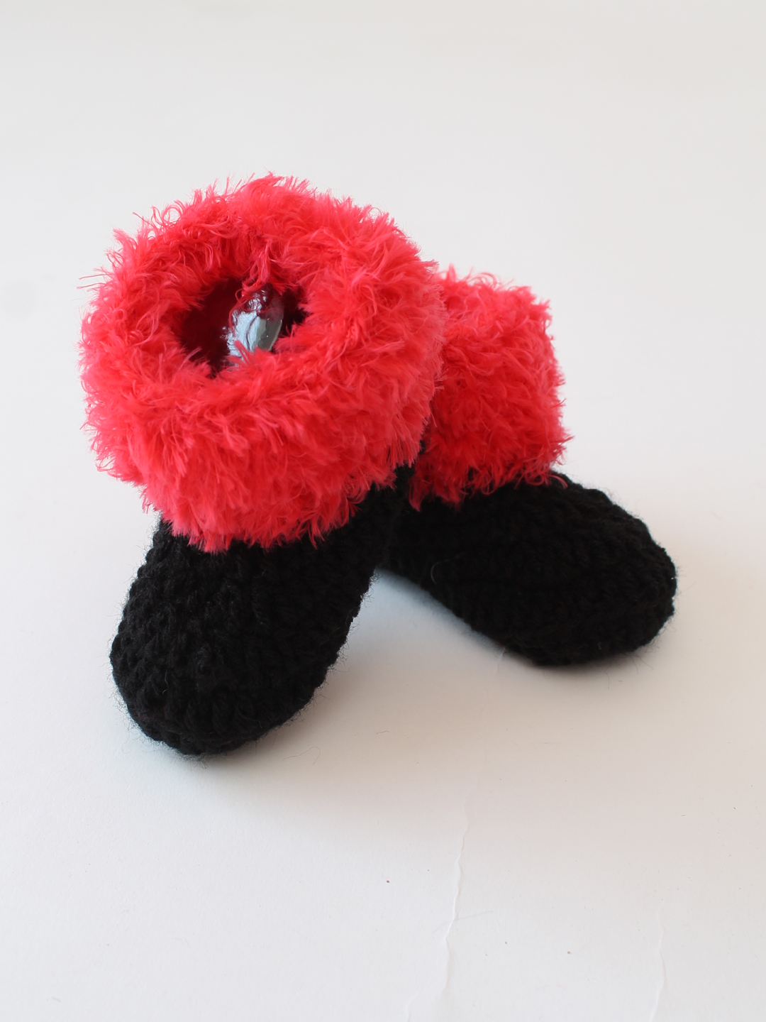 Woonie Crochet Faux Fur Boots-Black