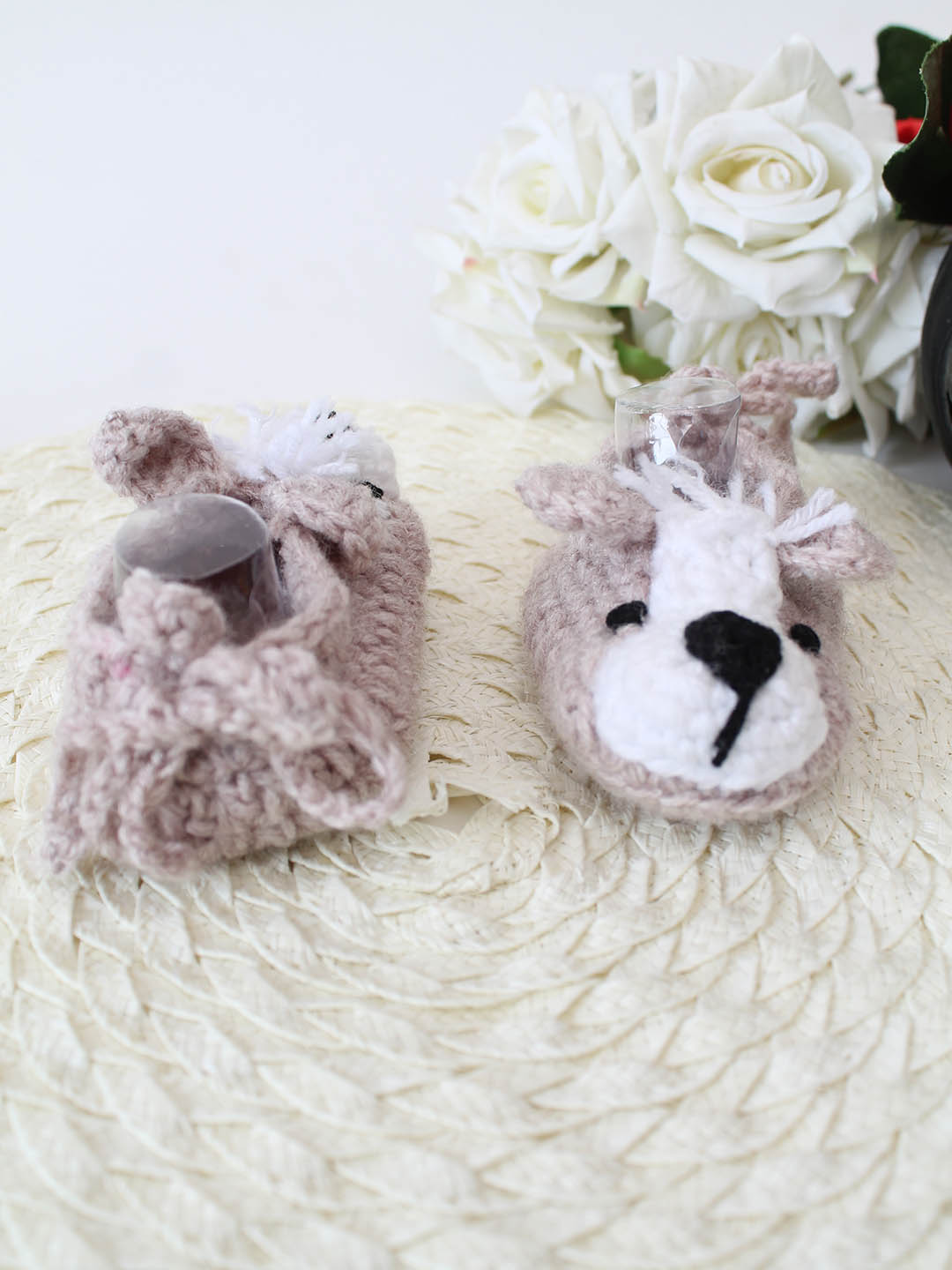 Woonie Crochet Puppy Design Booties- Beige